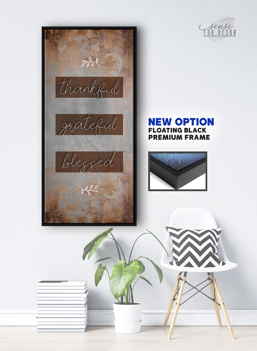 Hot Deal! Christian Wall Art - Thankful Grateful Blessed V14 with Wood Frame, Ready to Hang