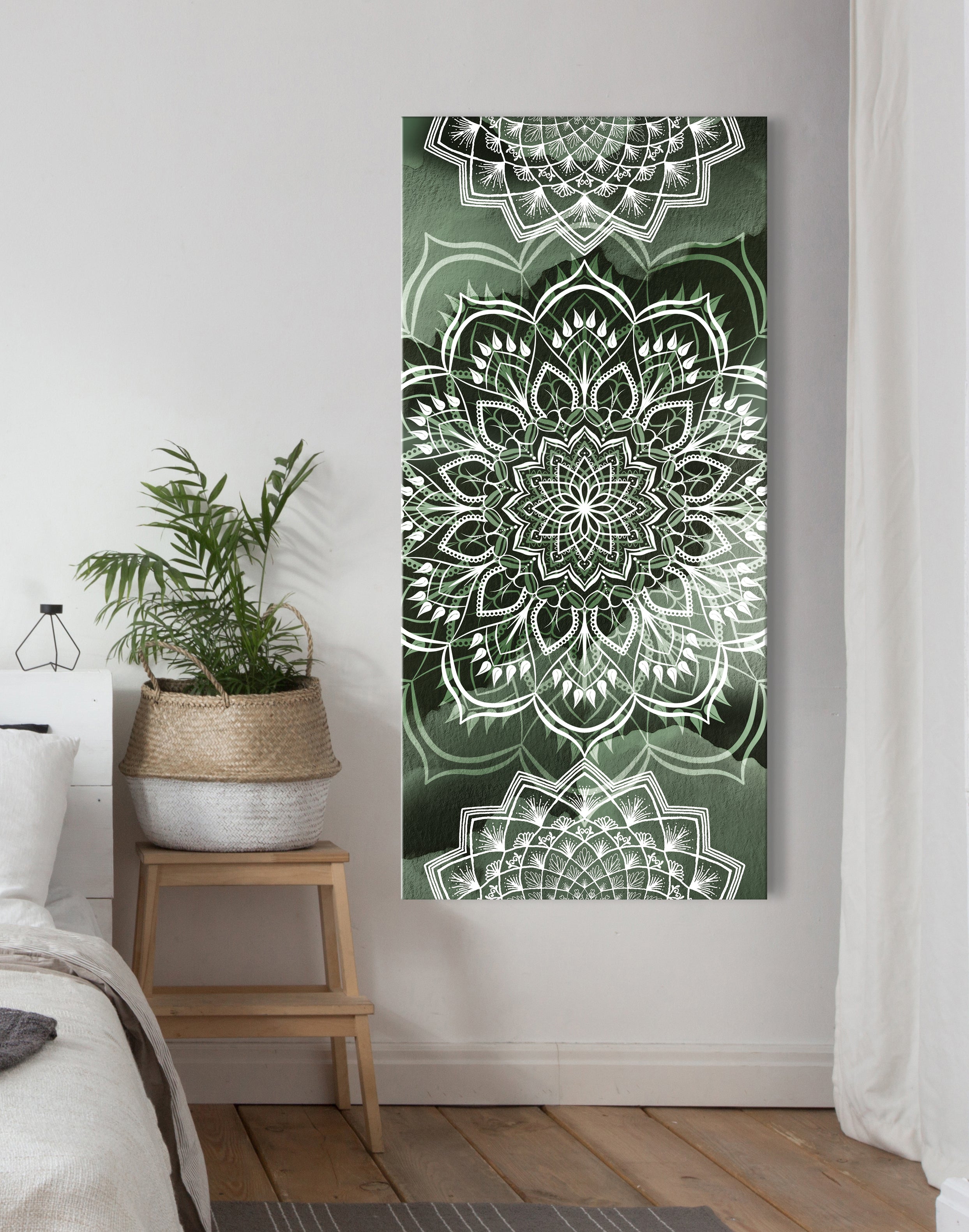 Boho Mandala Wall Art with Wood Frame - Ready to Hang! Buy 2, Save 20%