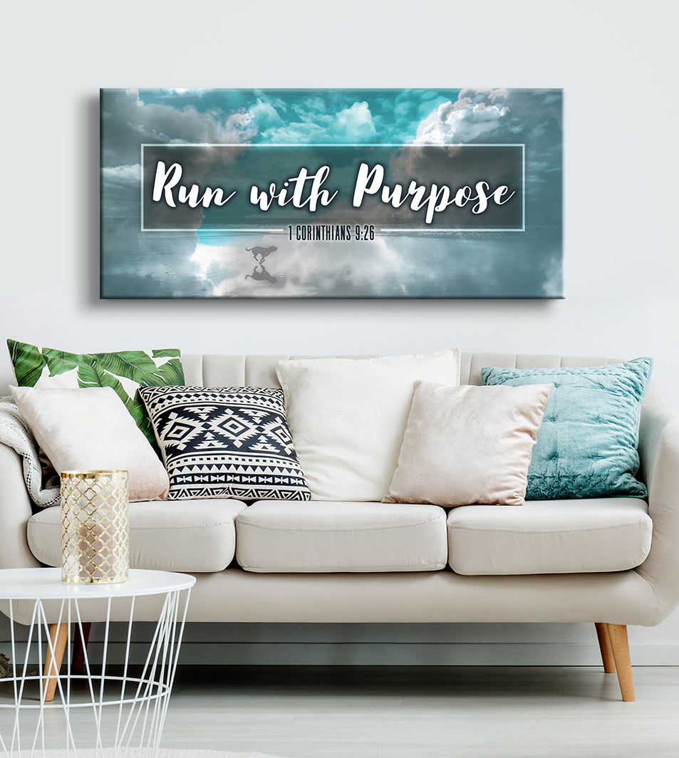 High - Quality Christian Wall Art: Run With Purpose in Wood Frame, Ready to Hang