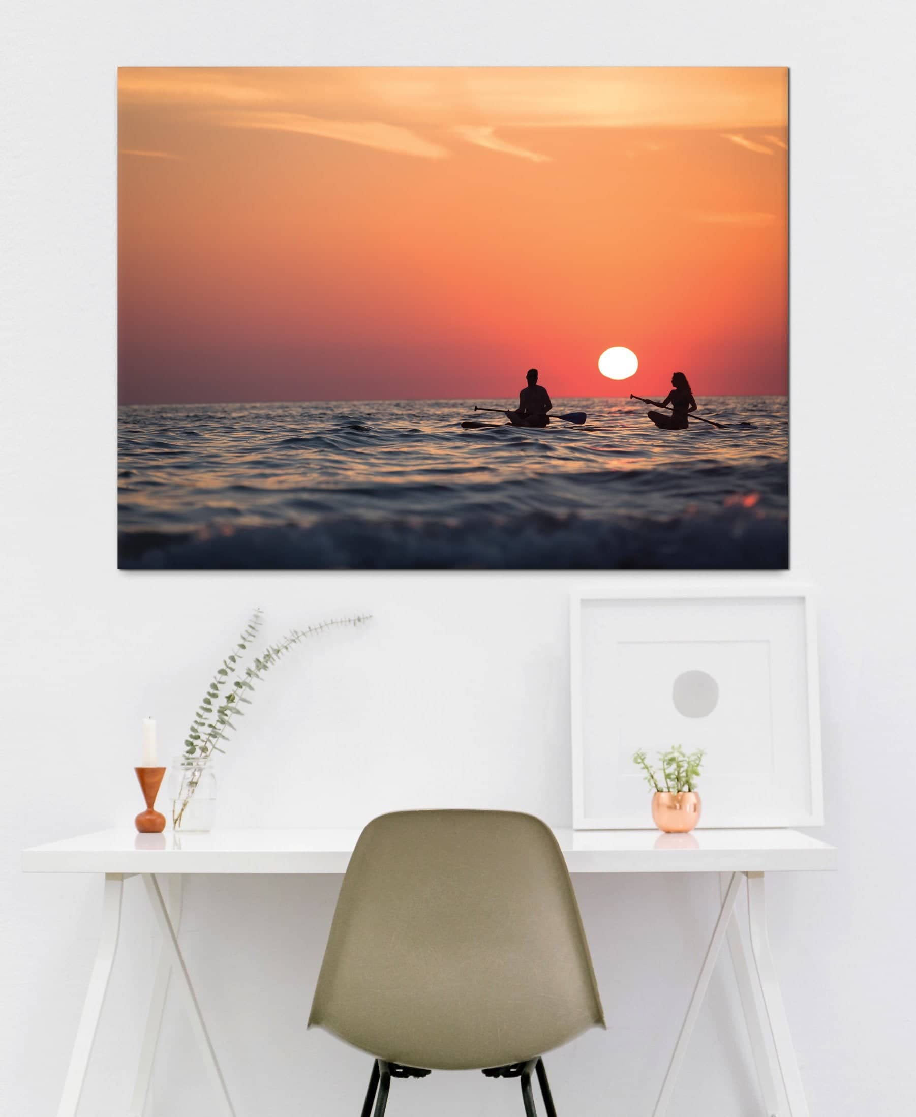 Hot Deal: Kayak Sunset Beach Wall Art with Wood Frame (Ready to Hang)