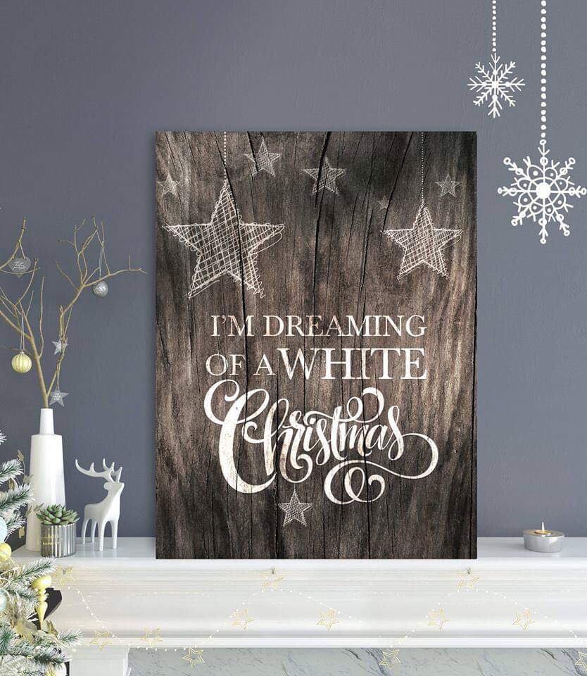 Exclusive Holiday Decor: White Christmas Wall Art with Wood Frame, Ready to Hang - Buy 2 Save 20%