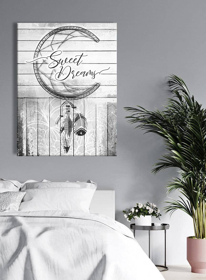 High - quality Boho V2 Bedroom Wall Art with Wood Frame, Ready to Hang