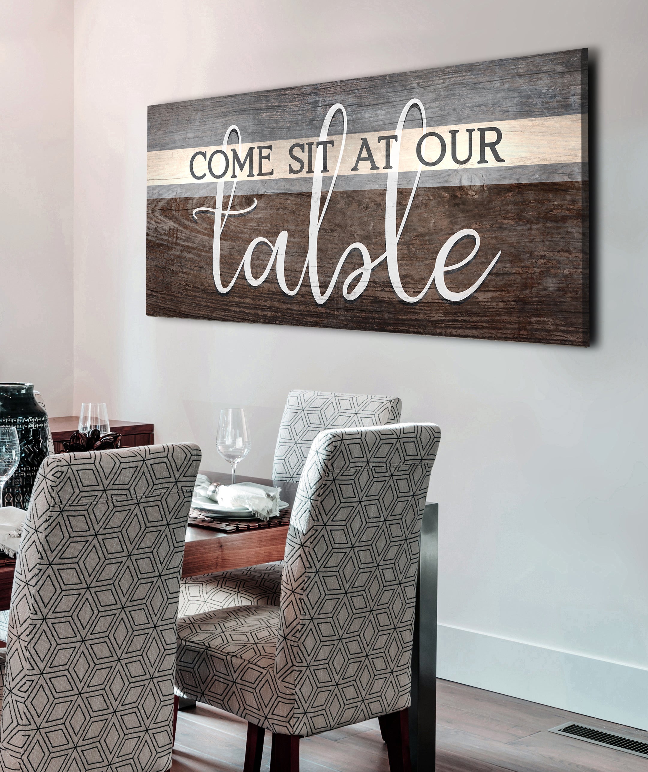Ready-to-Hang Wood Frame Kitchen Wall Art: Come Sit At Our Table