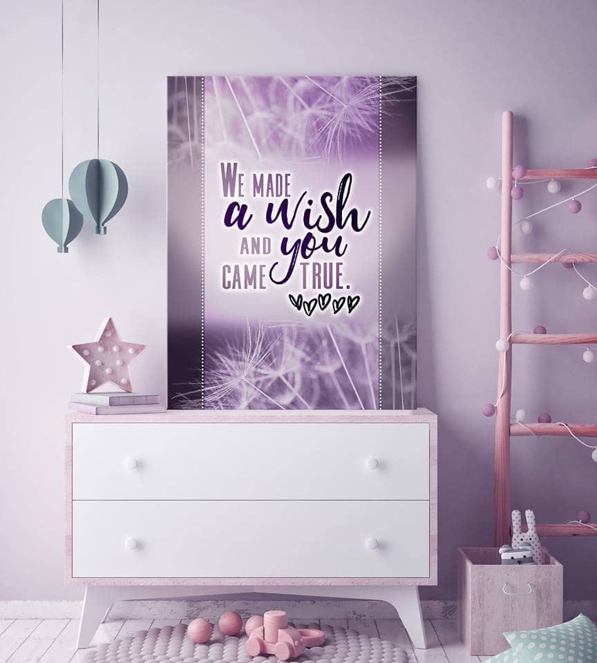 Baby Room Wall Art: We Made A Wish - Wood Frame, Ready To Hang! Buy 2, Save 20%