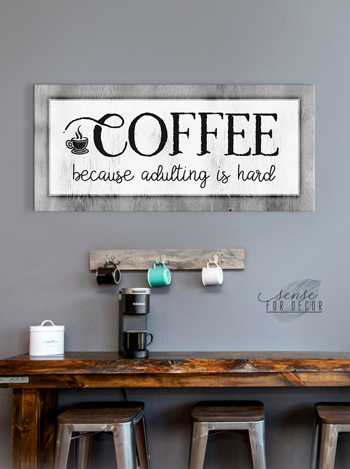 Hot Coffee Wall Art with Wood Frame (Ready to Hang) - Adulting Made Easier!