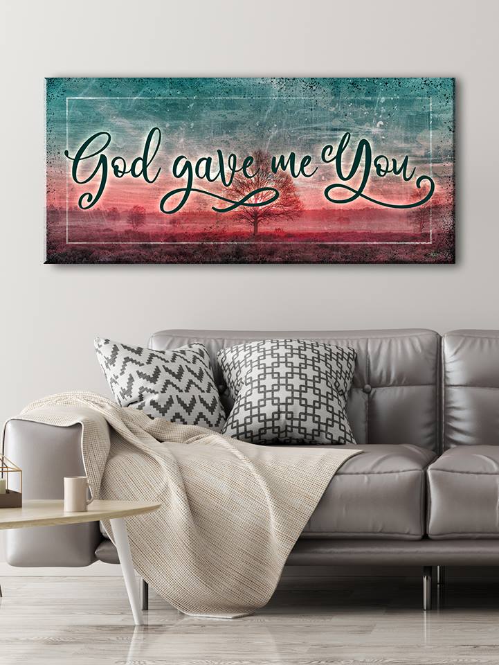 High - quality Christian Wall Art: 'God Gave Me You' with Wood Frame for Easy Hanging