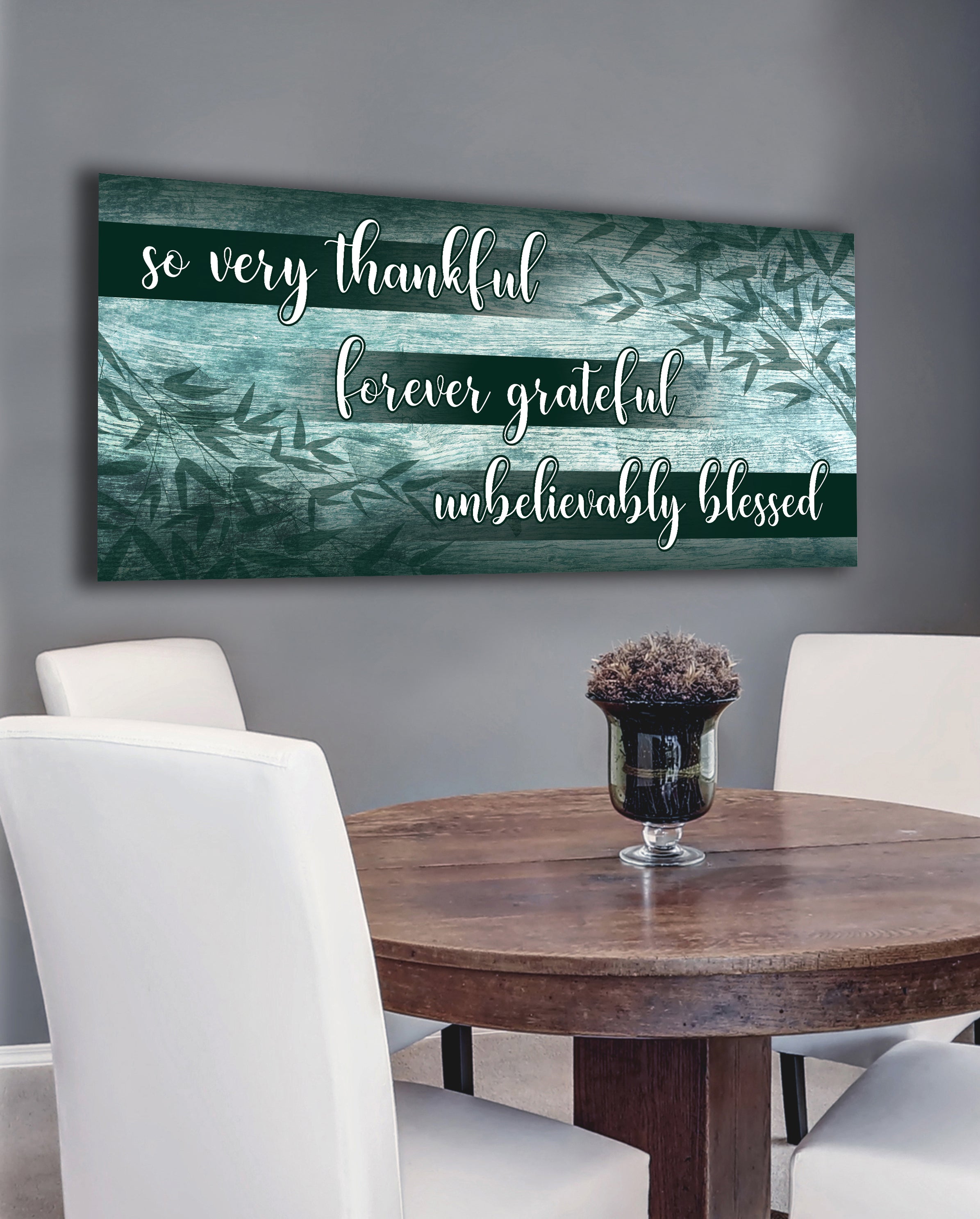 Exclusive Christian Wall Art: So Very Thankful V8 - Wood Frame, Ready To Hang!