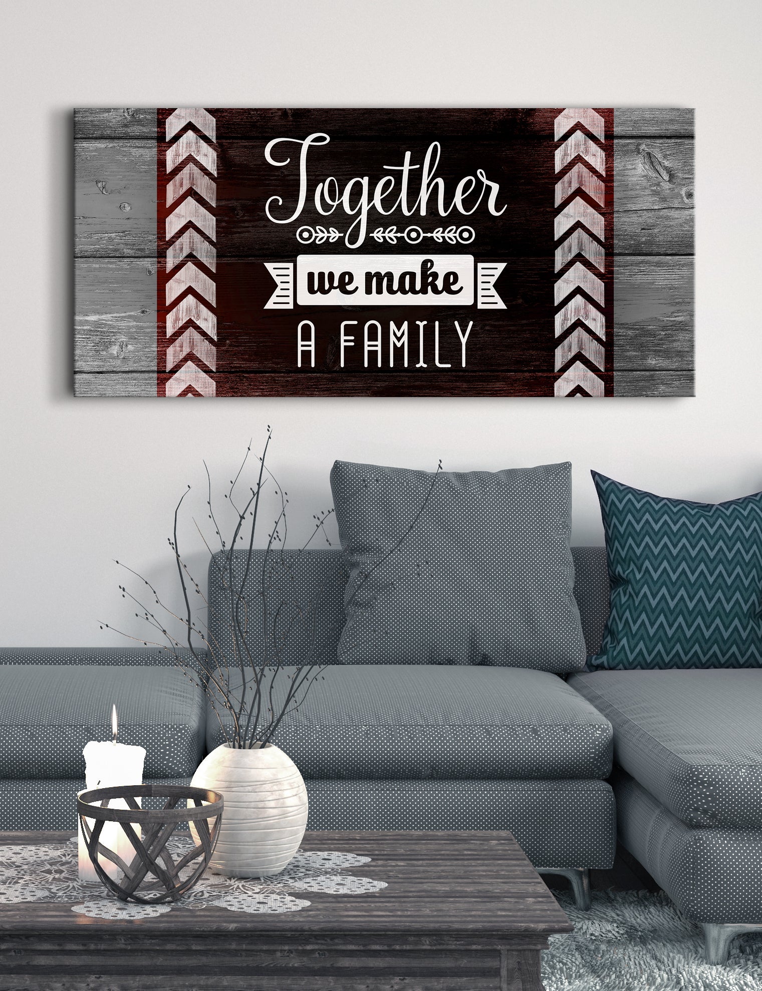 High - Quality Family Wall Art: 'Together We Make A Family' V2 with Wood Frame, Ready to Hang