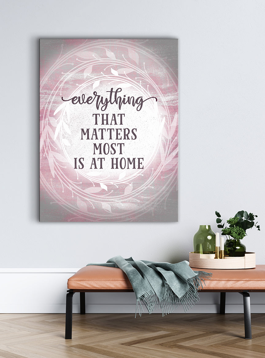 High - Quality Wood - Framed Home Wall Art: All That Matters Is at Home V2 (Ready To Hang)