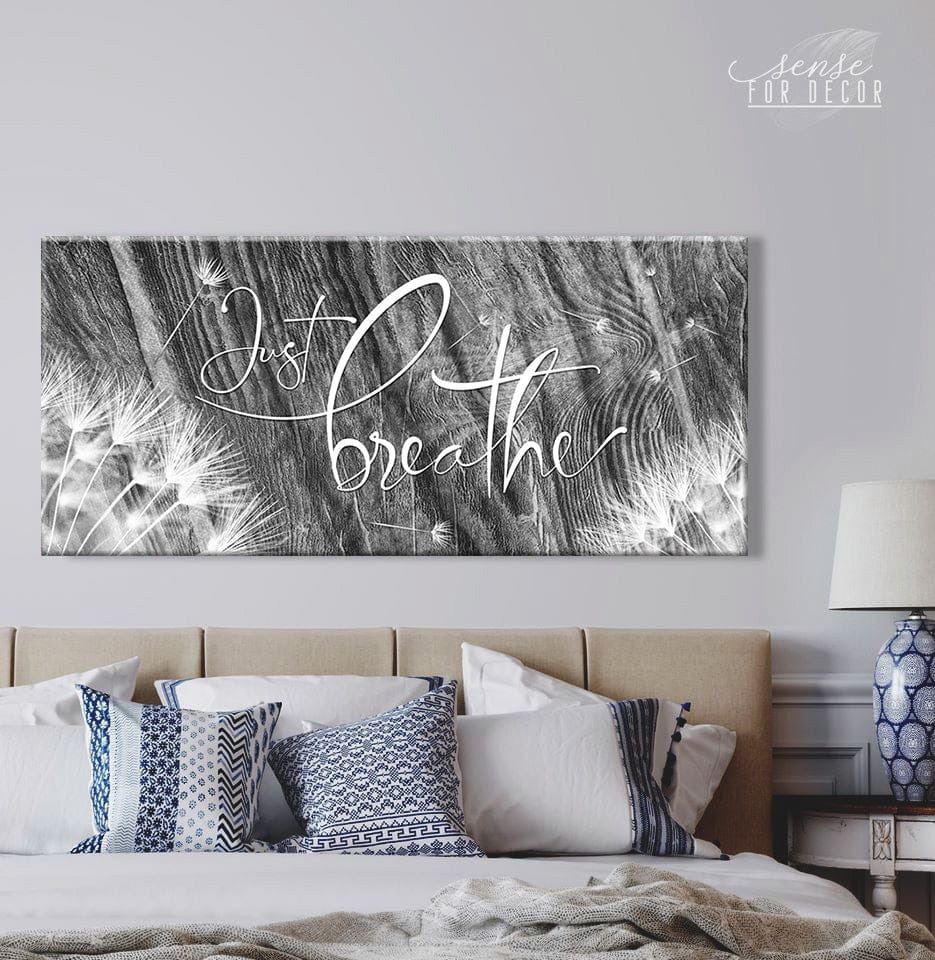 Ready-to-Hang Wood Frame Home Wall Art: Just Breathe V22