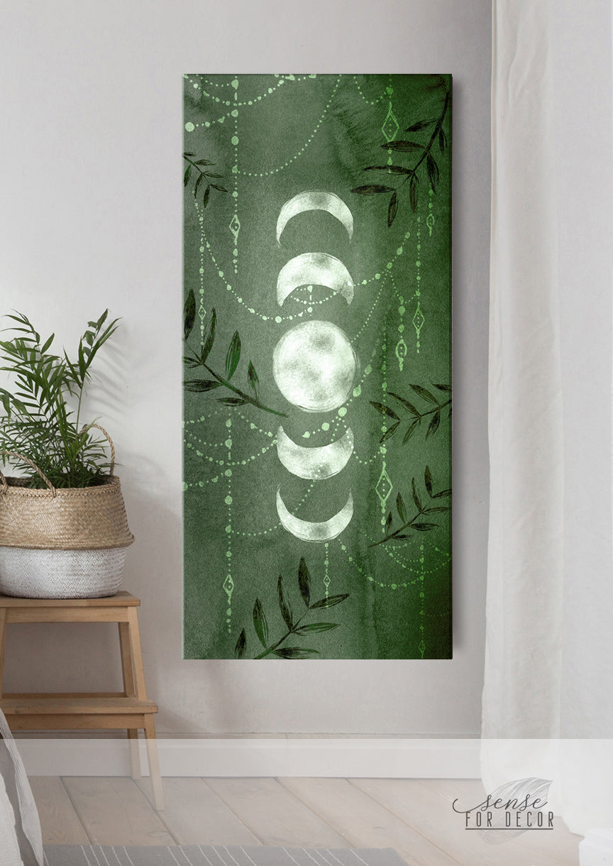 Hot! Boho Moon Phases Wall Art V3 with Wood Frame, Ready to Hang