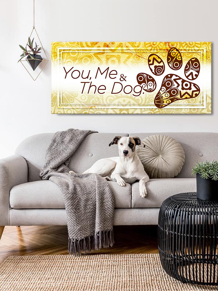 Hot Deal! Ready-to-Hang Wood Frame Couples Wall Art - You, Me & The Dog V11