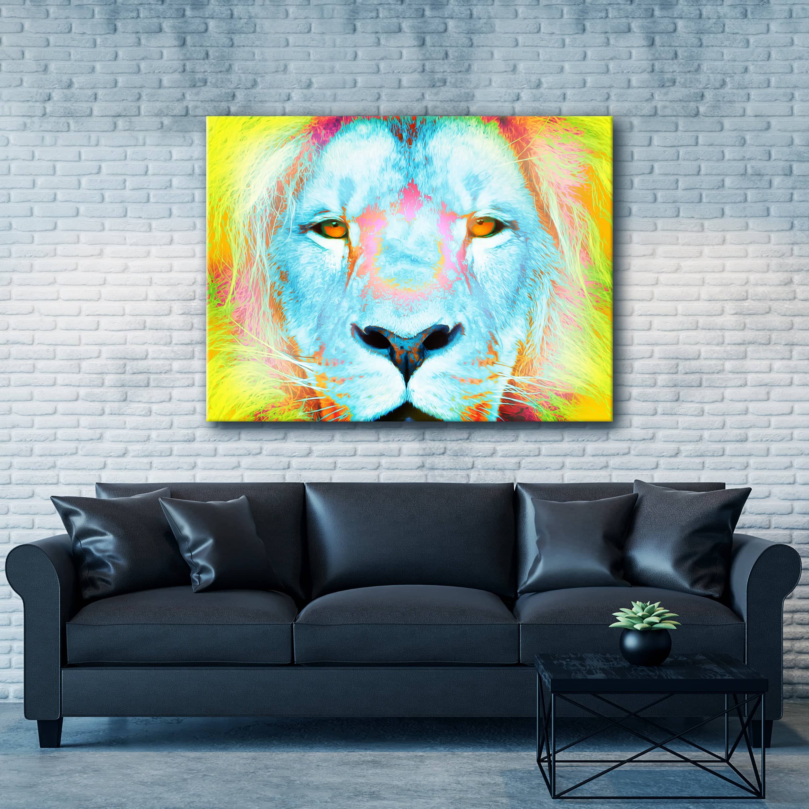 Ready - to - Hang Lion Face Animal Wall Art with Wood Frame