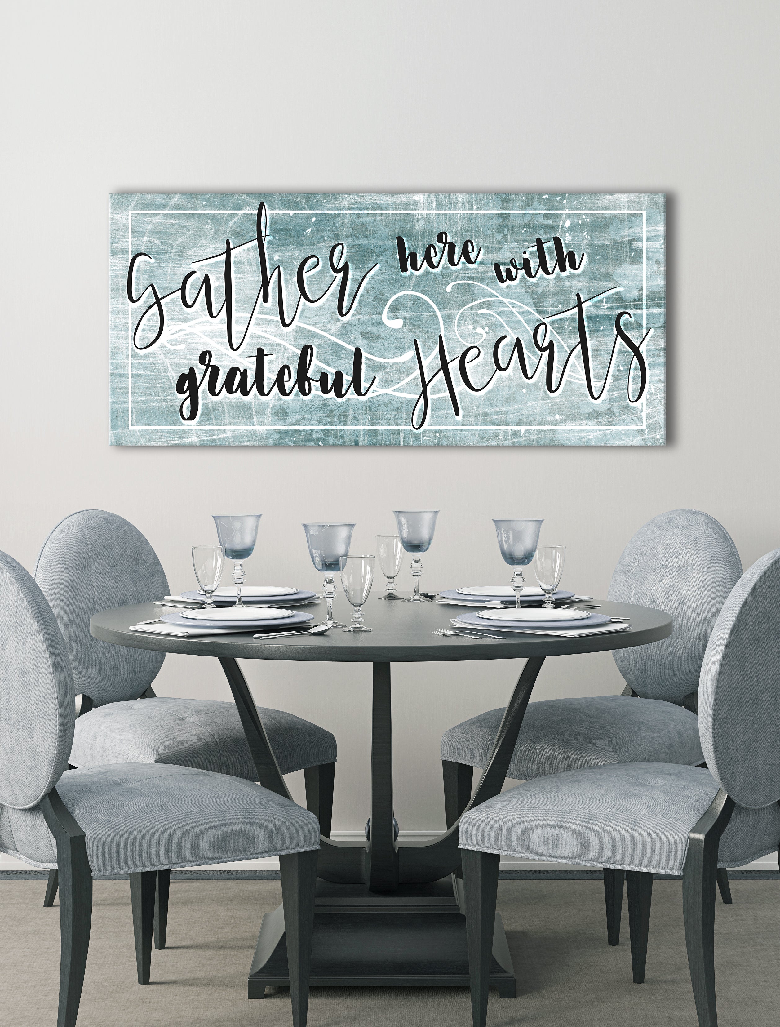 Ready-to-Hang Wood Frame Home Wall Art: Gather with Grateful Hearts
