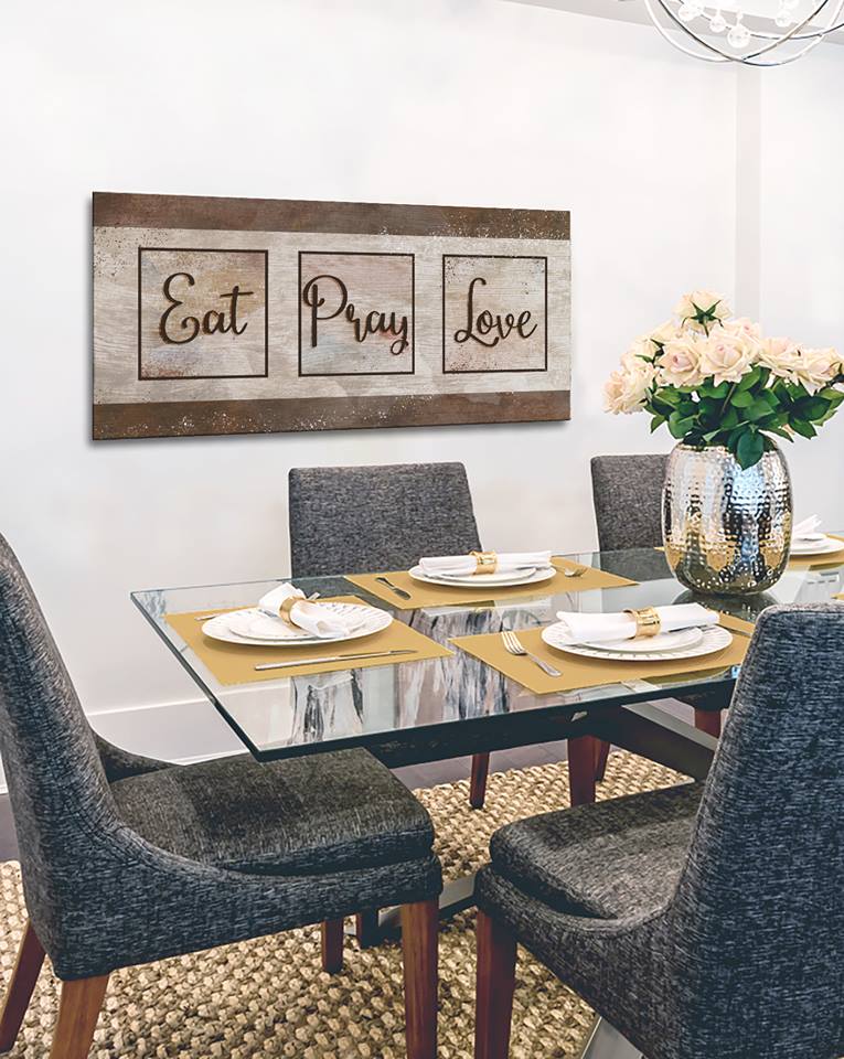 Hot Deal! Eat Pray Love V3 Kitchen Wall Art with Wood Frame (Ready to Hang)