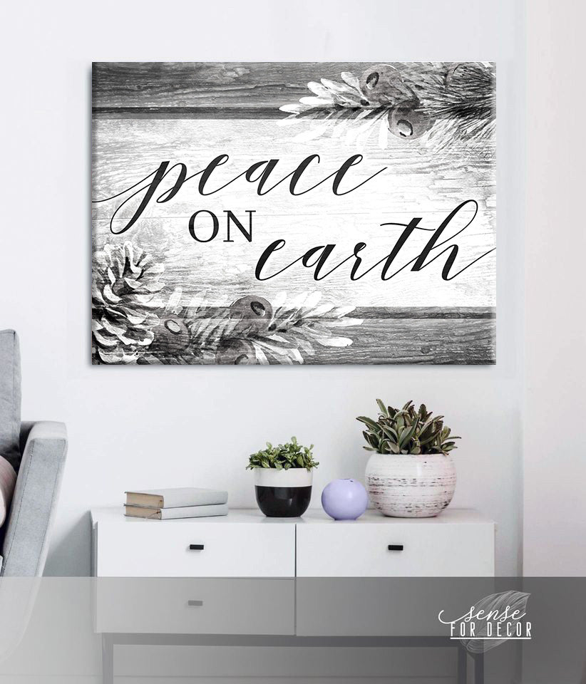 Exclusive Holiday Wall Art - Peace On Earth with Wood Frame, Ready to Hang! Buy 2, Save 20%