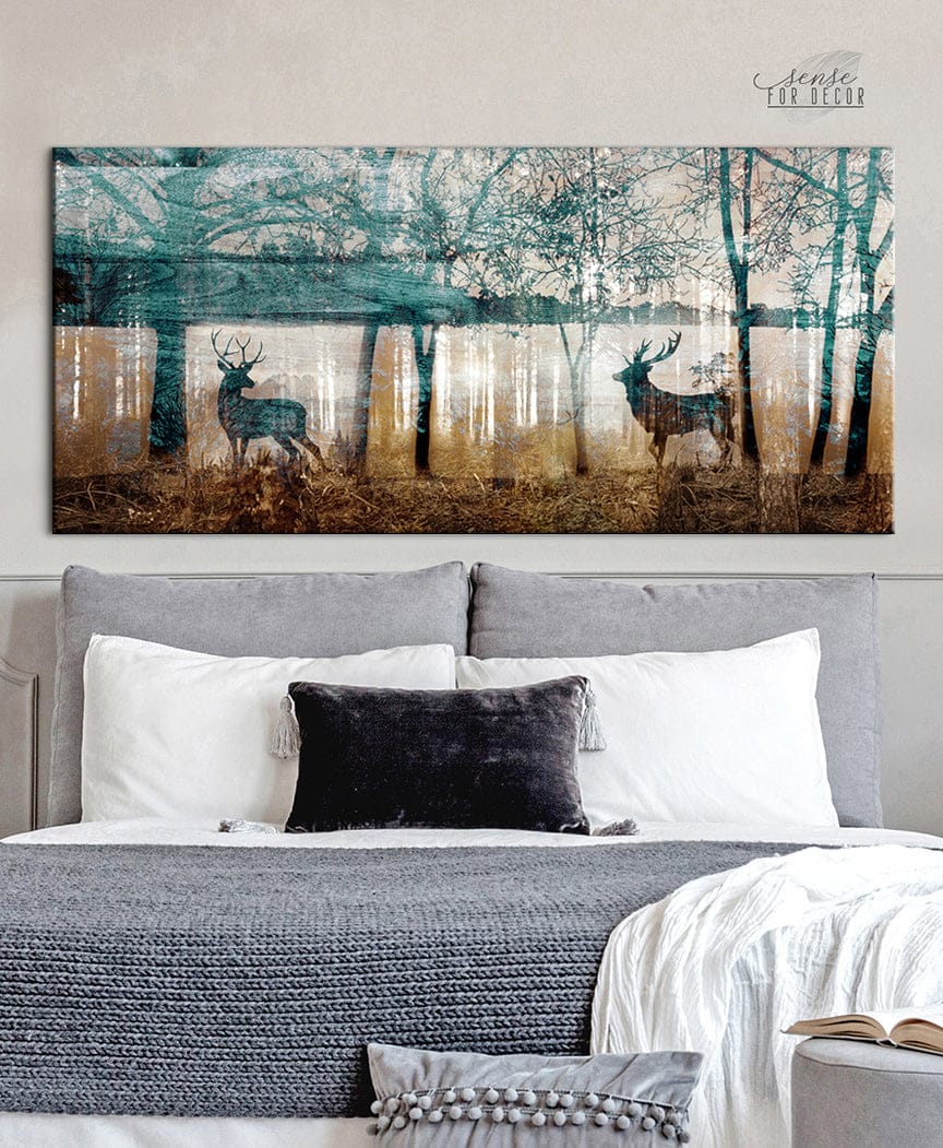Exclusive: Deer in Forest Nature Wall Art (Wood Frame, Ready to Hang)