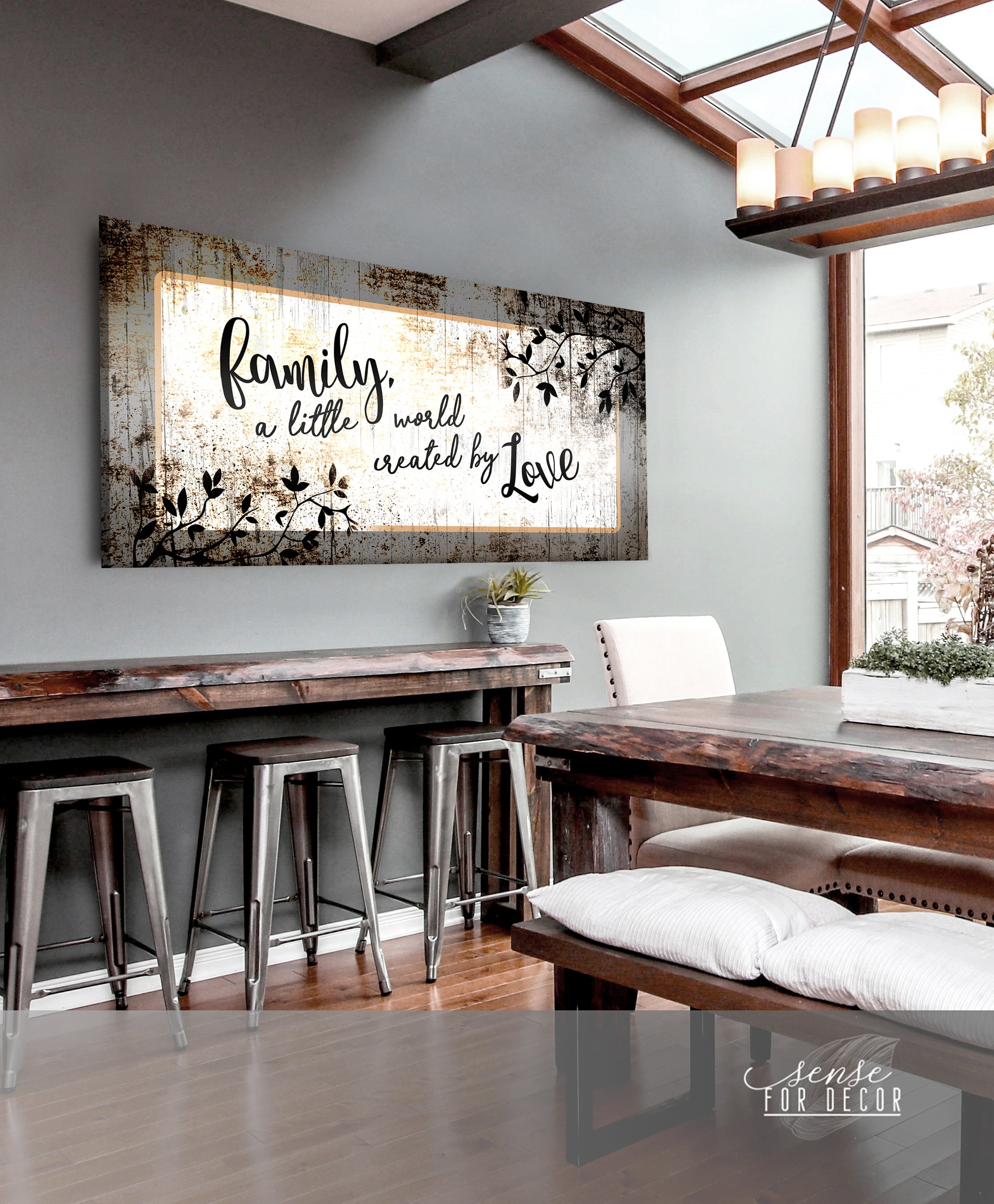 High - quality Wood - framed Family Wall Art: A Little World of Love (Ready To Hang)