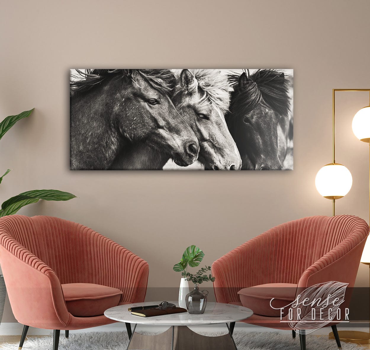 High - Quality Wood - Framed Farm Wall Art: Ready - to - Hang Horses V3