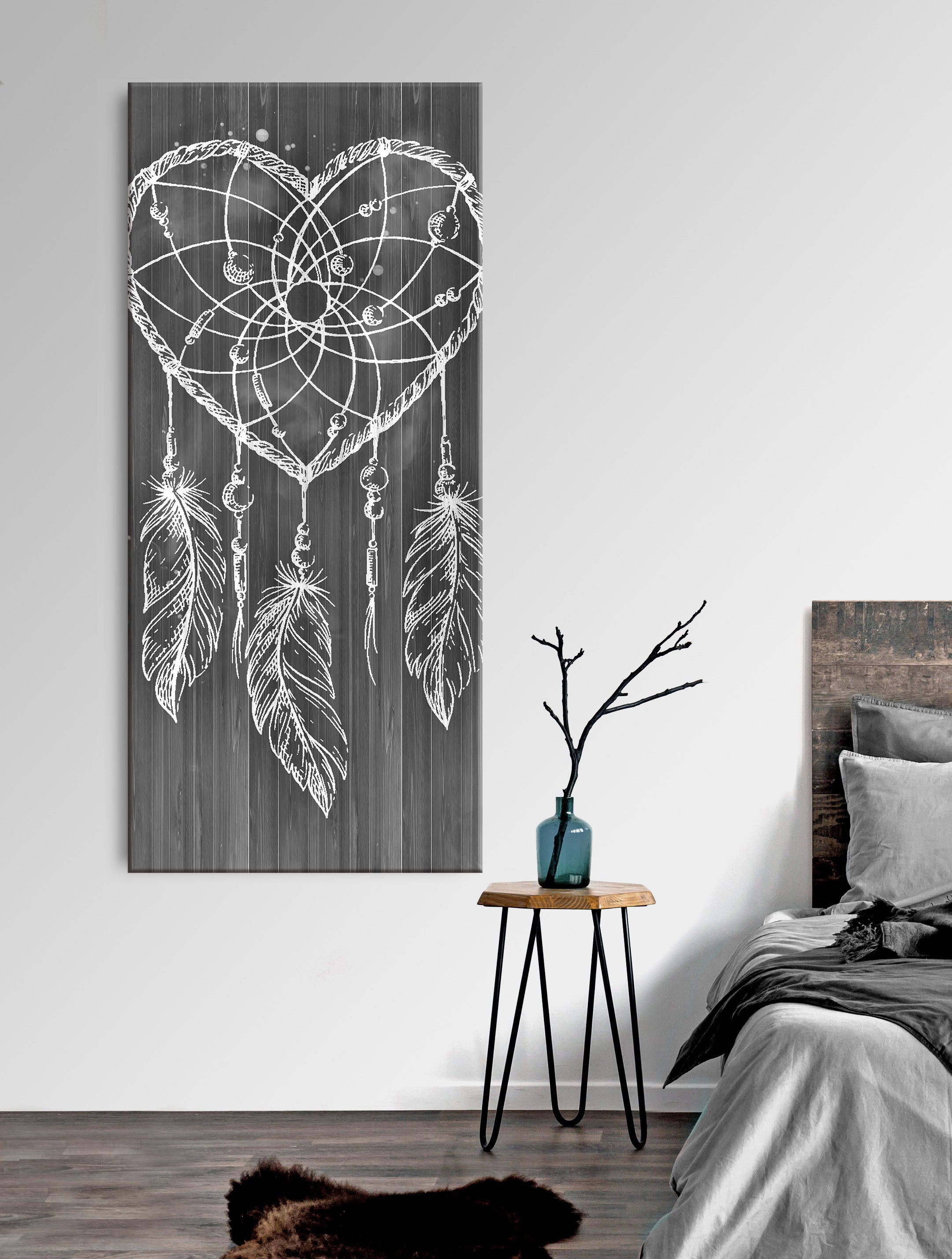 High - quality Boho Heart Wall Art with Wood Frame, Ready to Hang
