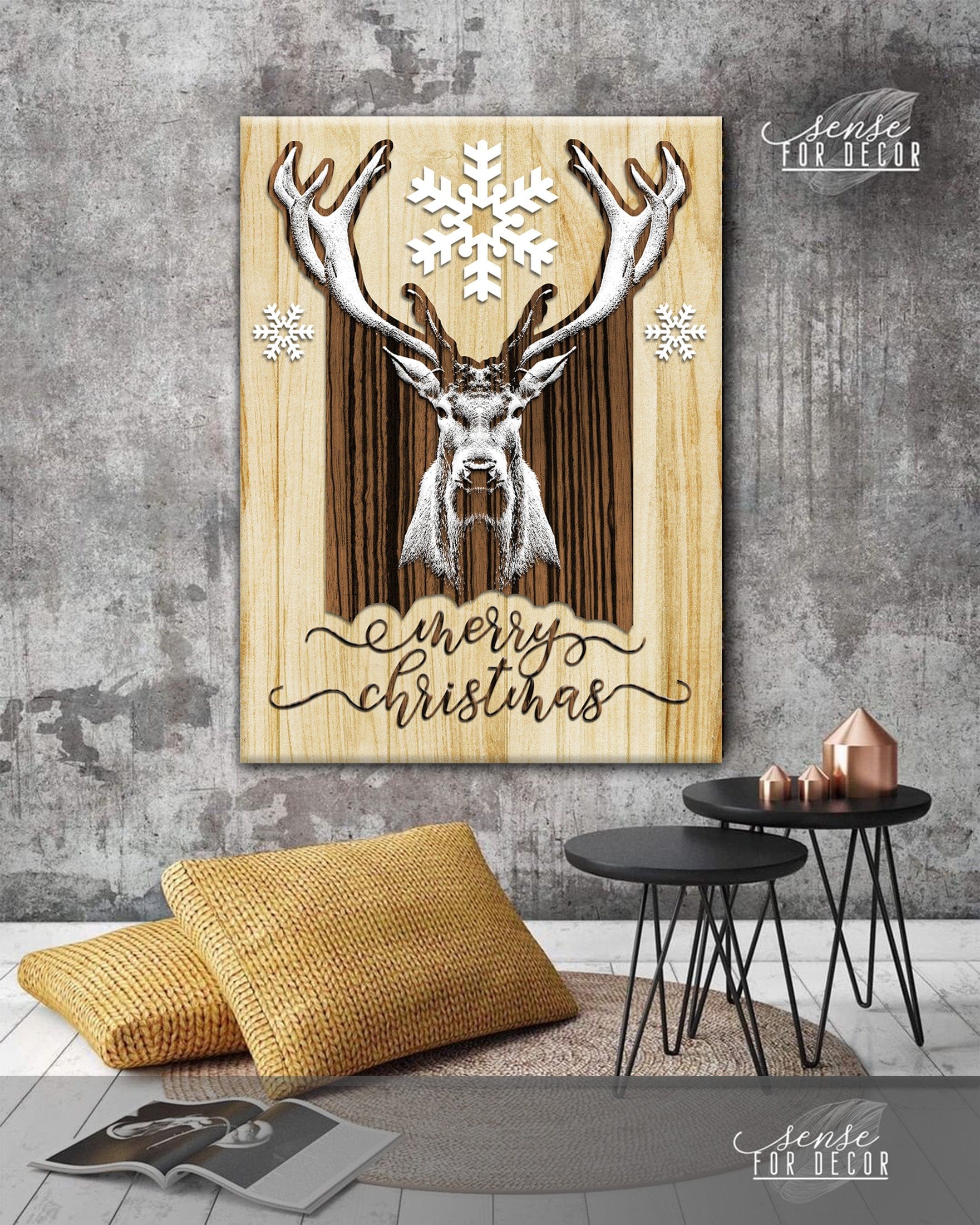 Hot! Merry Christmas V2 Holiday Wall Art (Wood Frame, Ready To Hang)
