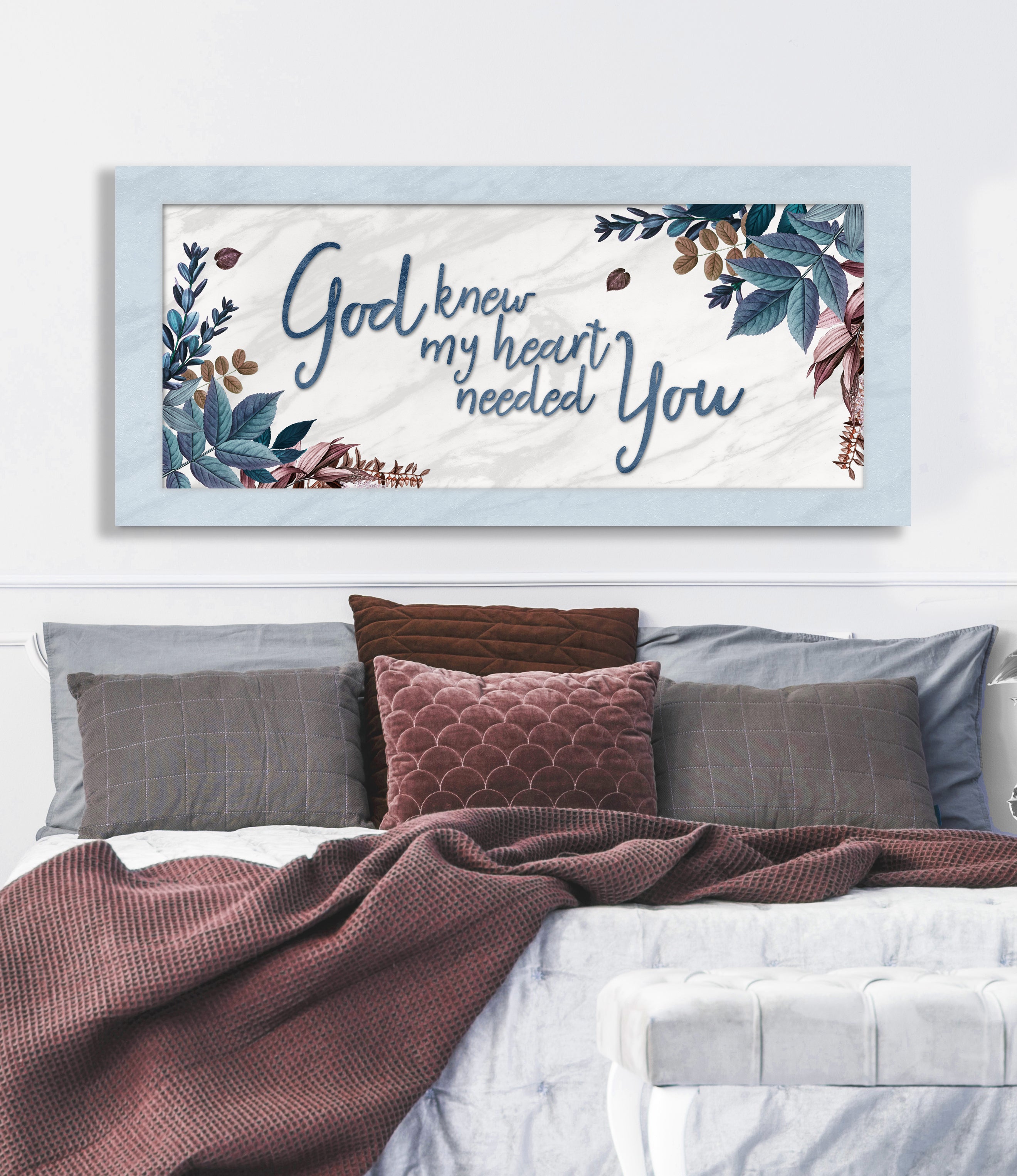 Hot! Christian Wall Art: God Knew My Heart Needed You V7 (Ready-to-Hang Wood Frame)
