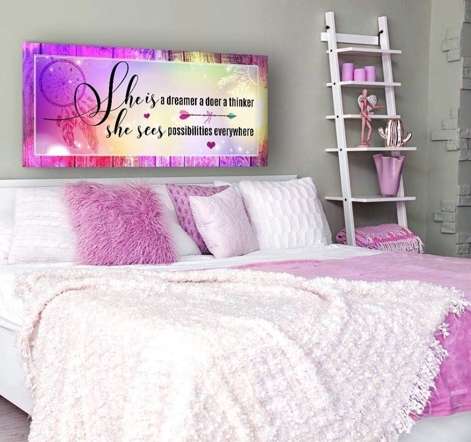 Exclusive Teen Wall Art: 'She Is A Dreamer' with Wood Frame, Ready To Hang - Buy 2 Save 20%