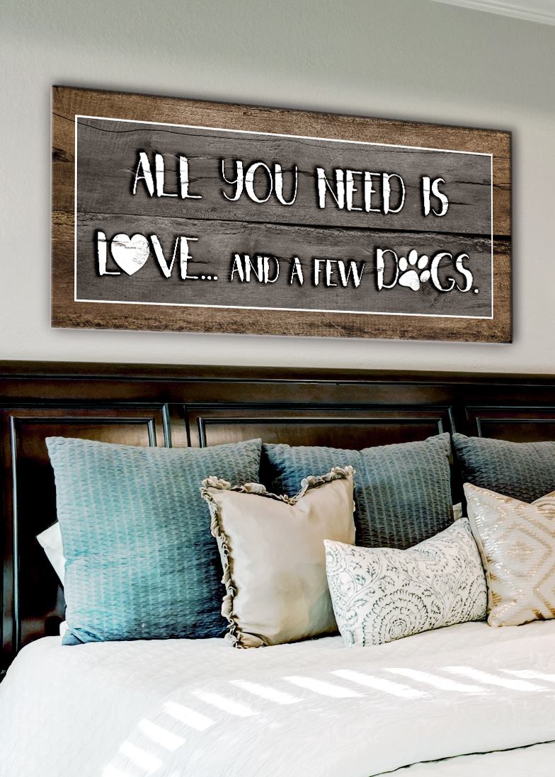 All You Need: Love, Dogs, and Ready-to-Hang Wood Framed Pet Wall Art