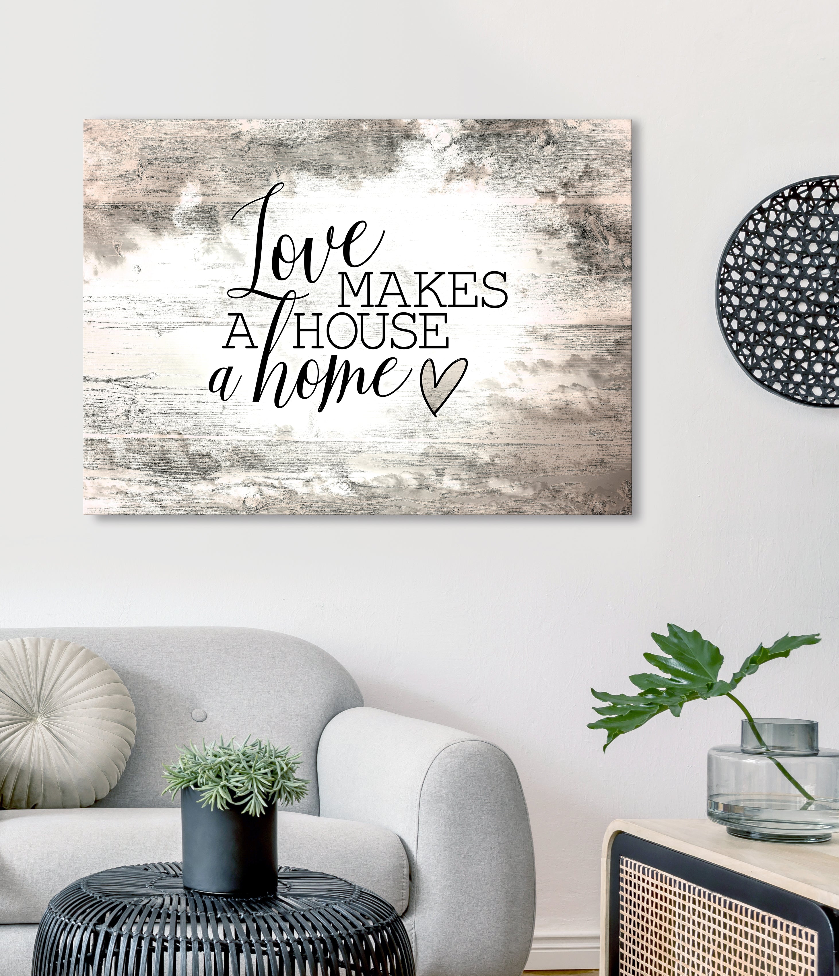 Hot! Ready-to-Hang Wood Frame 'Love Makes A House A Home' Wall Art