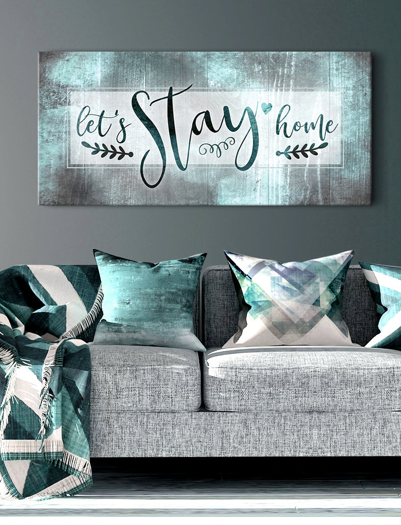 Hot Deal! Let's Stay Home Wall Art V4 with Wood Frame, Ready to Hang