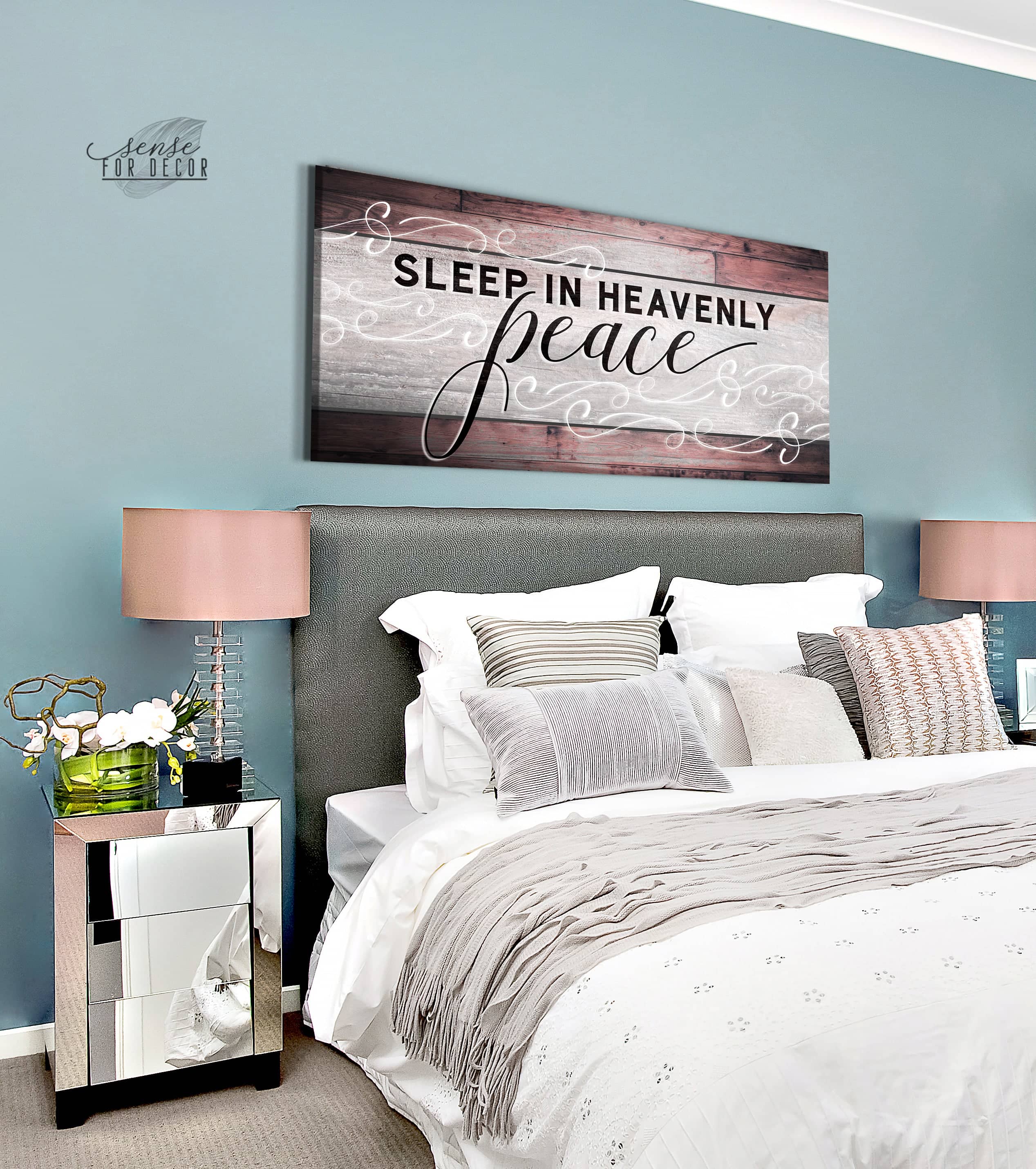 Heavenly Peace Bedroom Wall Art V2: High - Quality Wood Frame, Ready to Hang