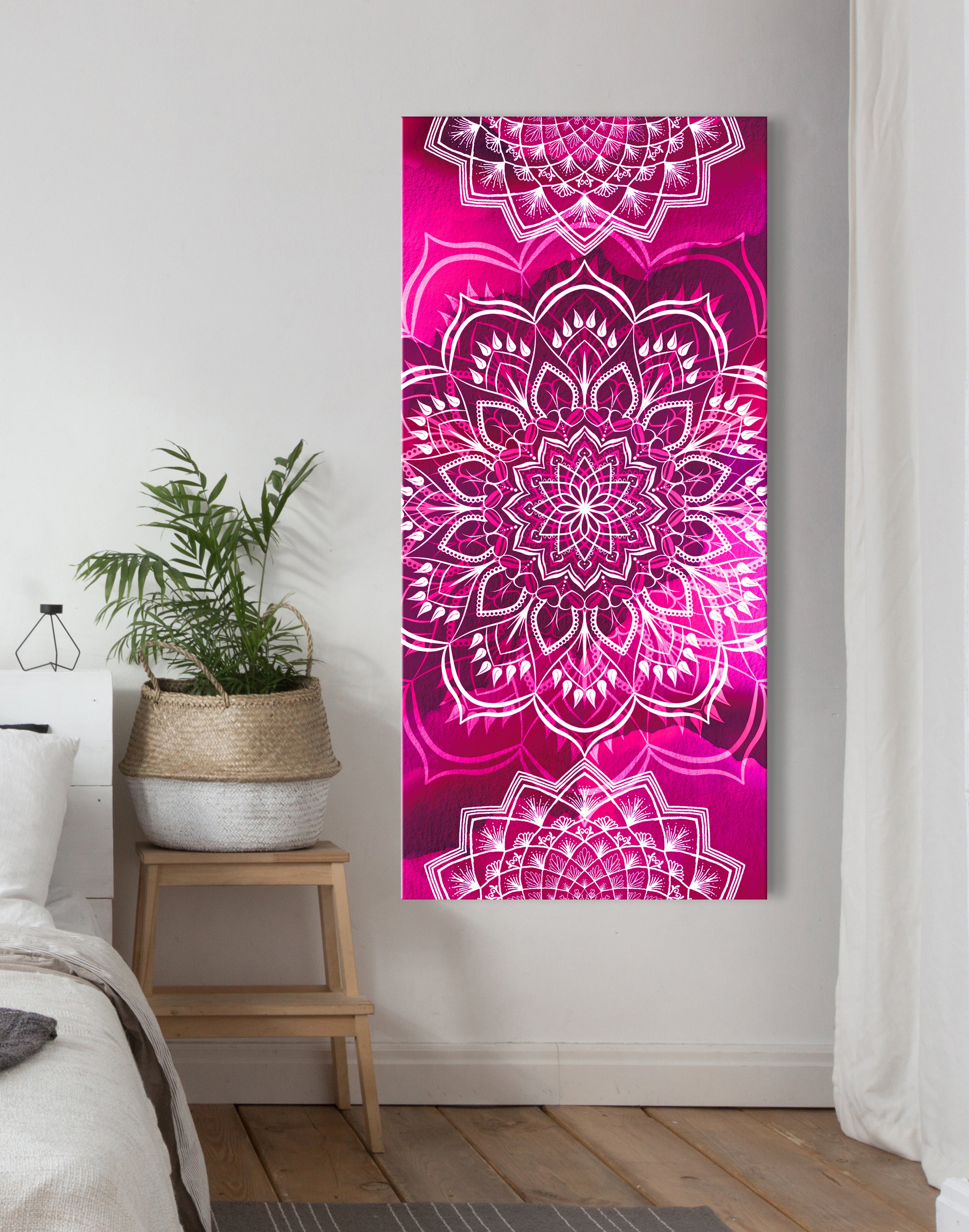 Boho Mandala Wall Art with Wood Frame - Ready to Hang! Buy 2, Save 20%