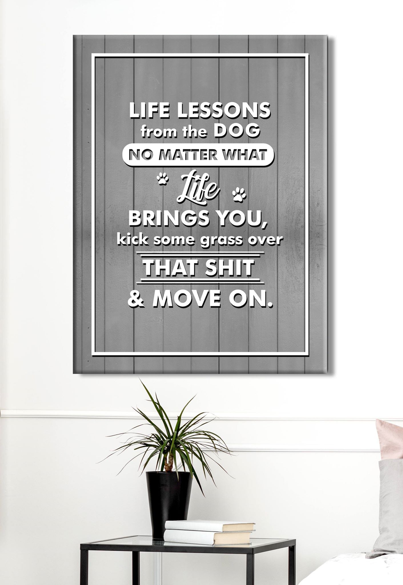 Ready-to-Hang Wood Framed Pet Wall Art: Life Lesson Dog