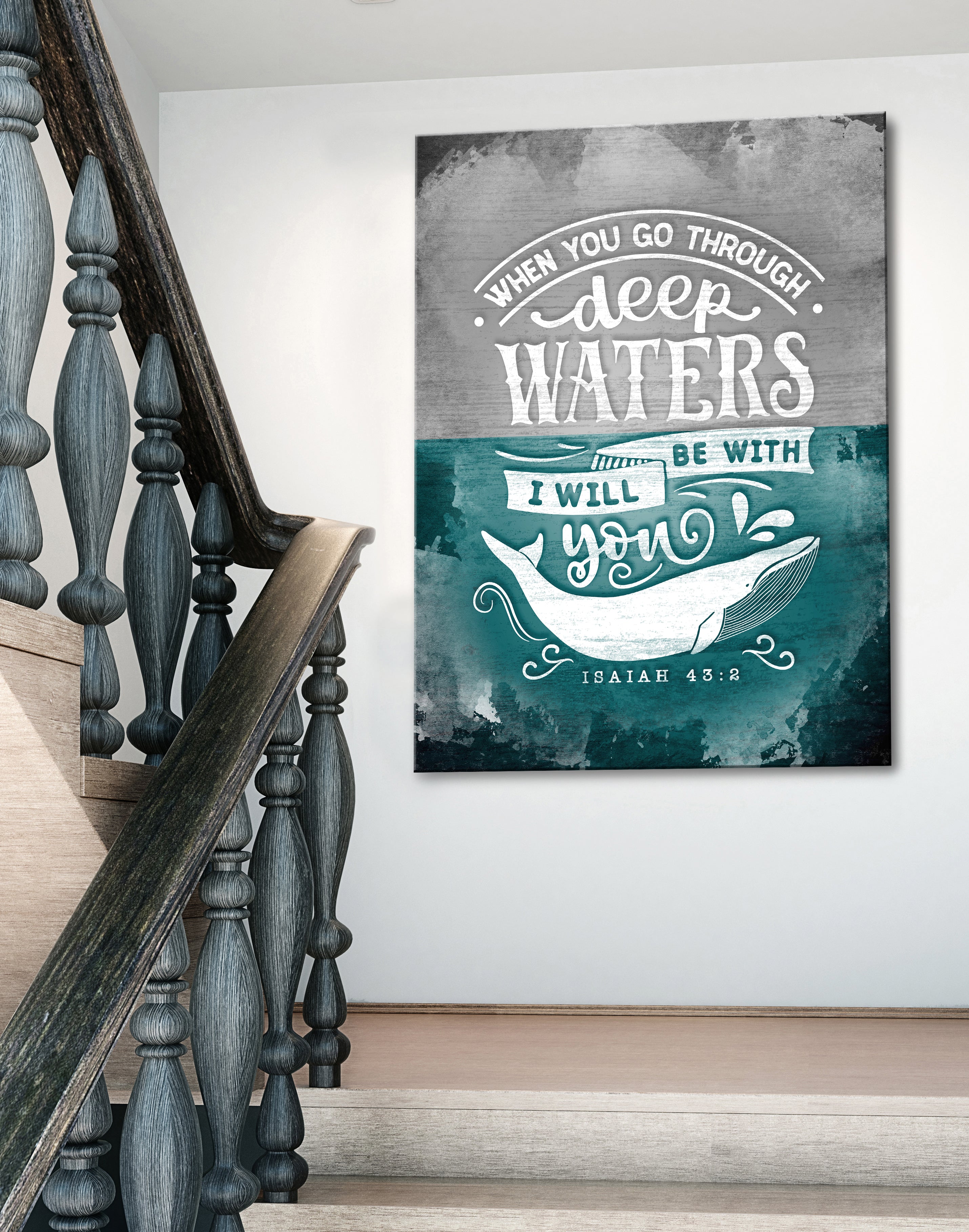 Exclusive Christian Wall Art: 'When You Go Through Deep Waters' - Wood Frame, Ready to Hang, Buy 2 Save 20%