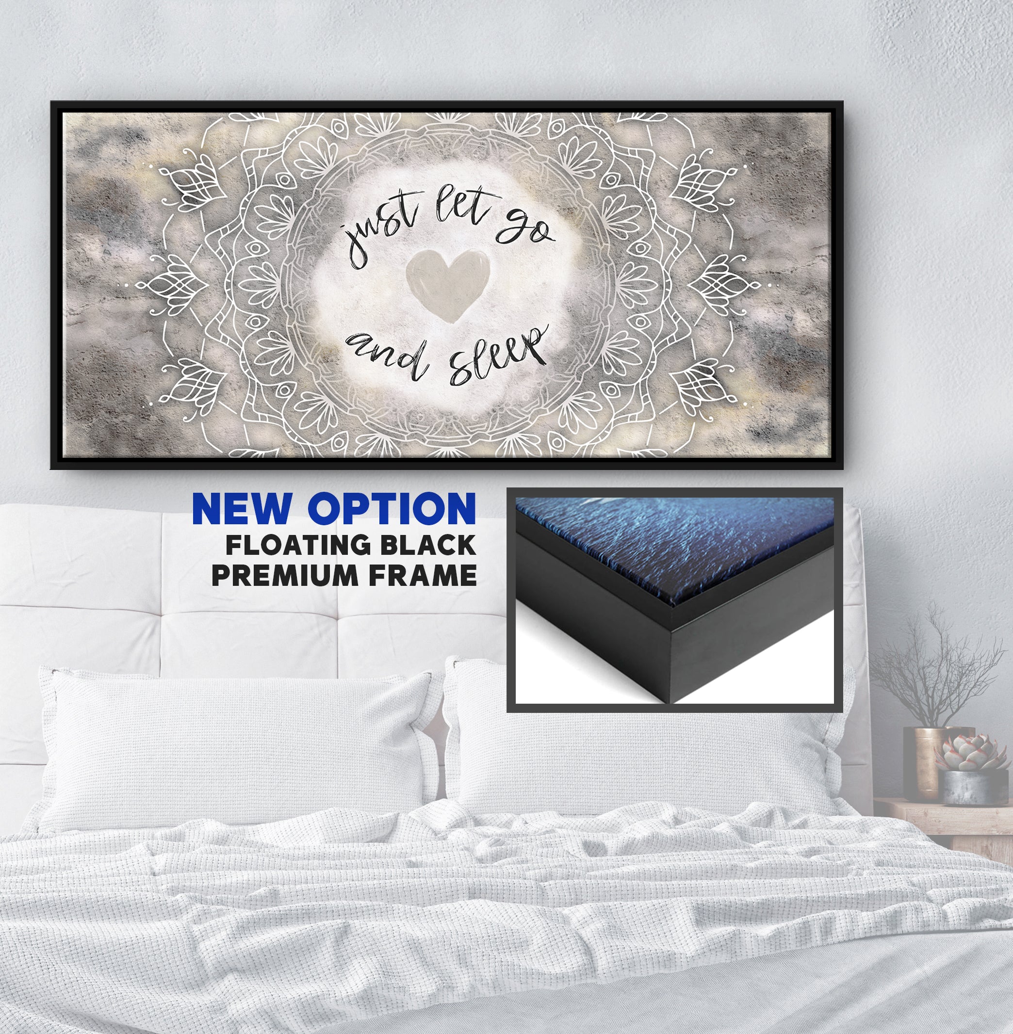 Boho Wall Art 'Just Let Go and Sleep' - Wood Frame, Ready to Hang! Buy 2, Save 20%