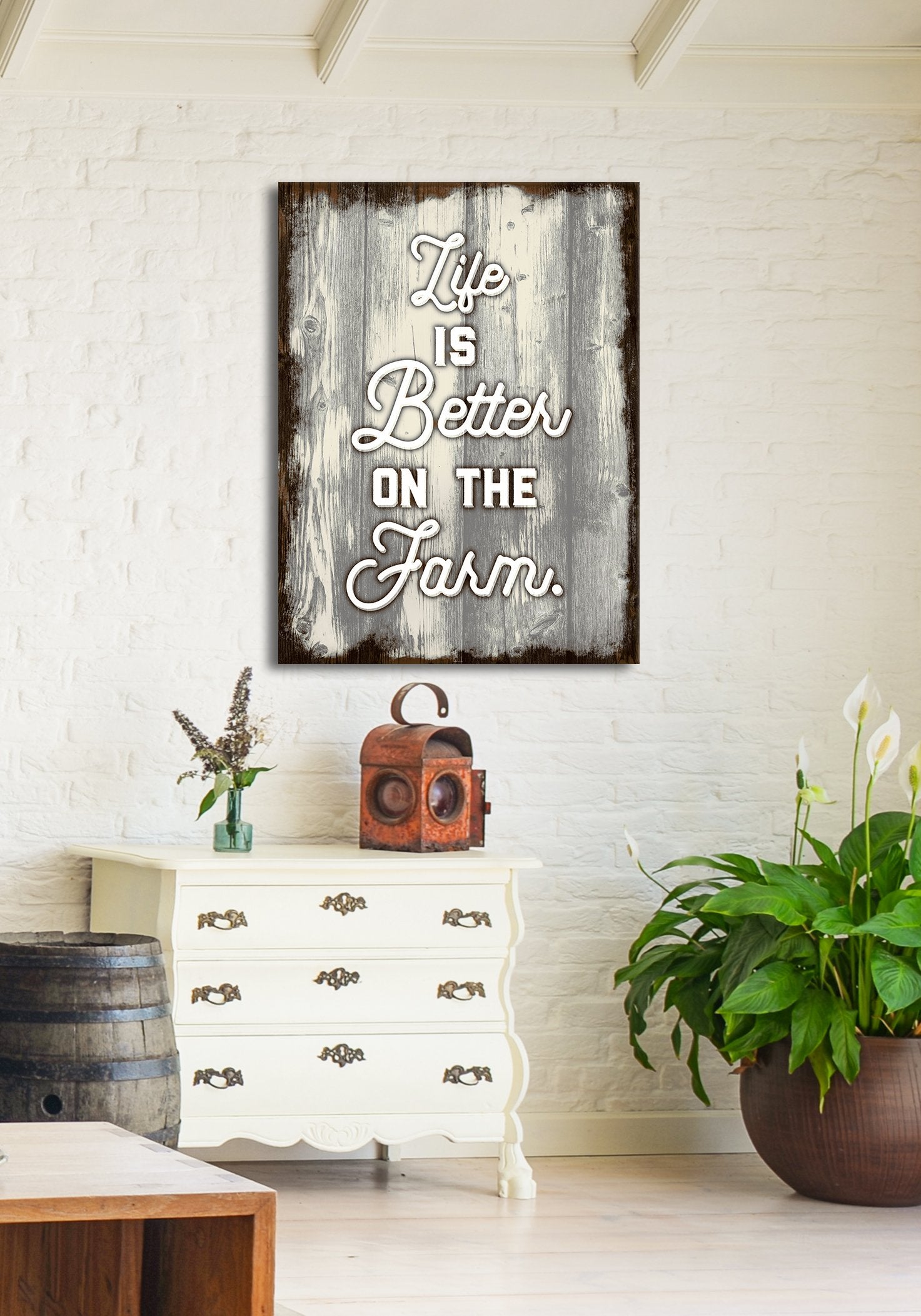 High - Quality Farm Wall Art: 'Life Is Better on the Farm' with Wood Frame, Ready to Hang