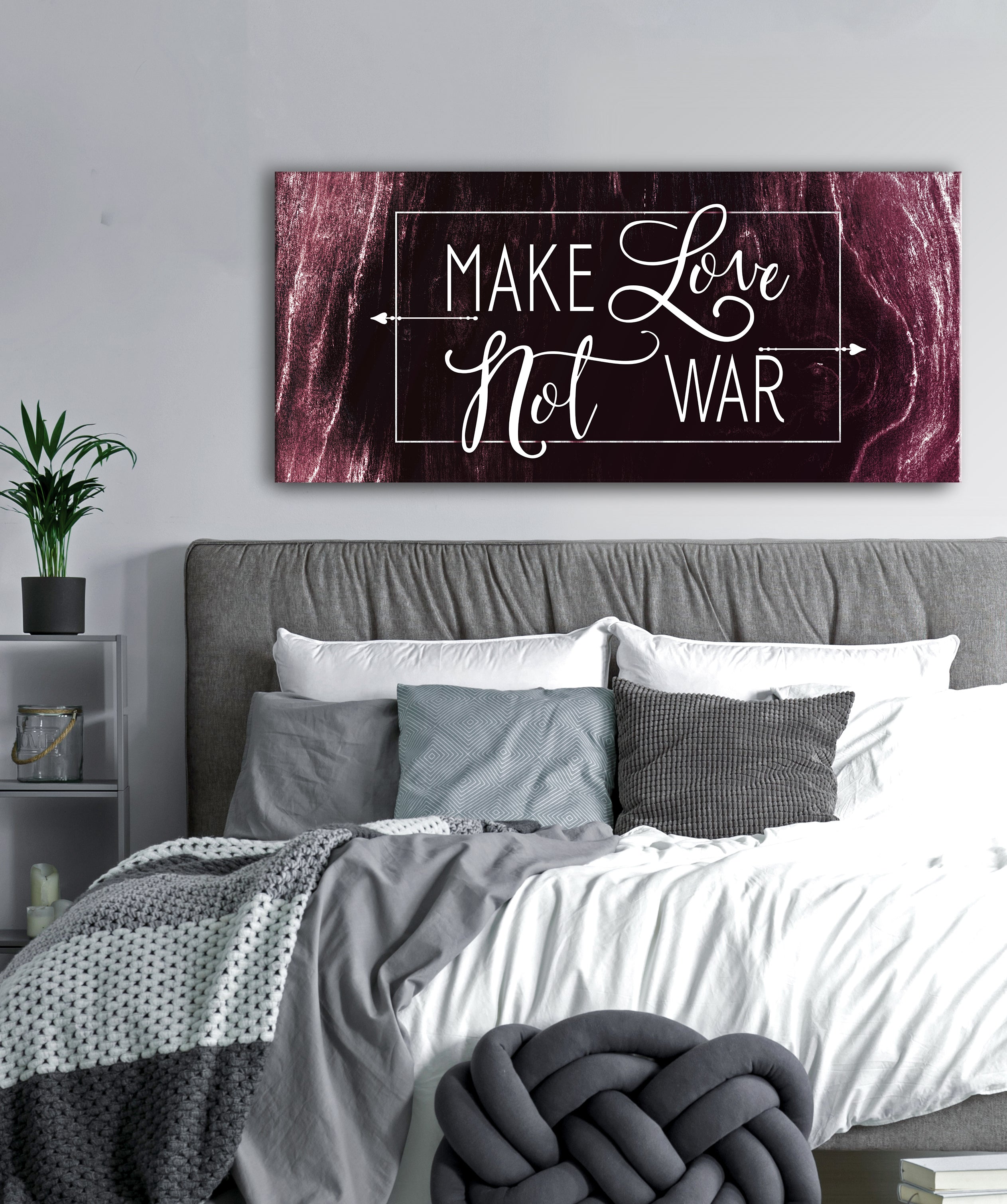 High - Quality Wood - Framed 'Make Love Not War' Home Wall Art, Ready to Hang