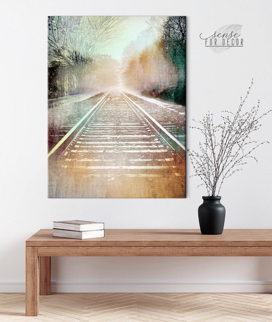 Exclusive Offer! Vintage Railroad Wall Art with Wood Frame, Ready to Hang for Your Home