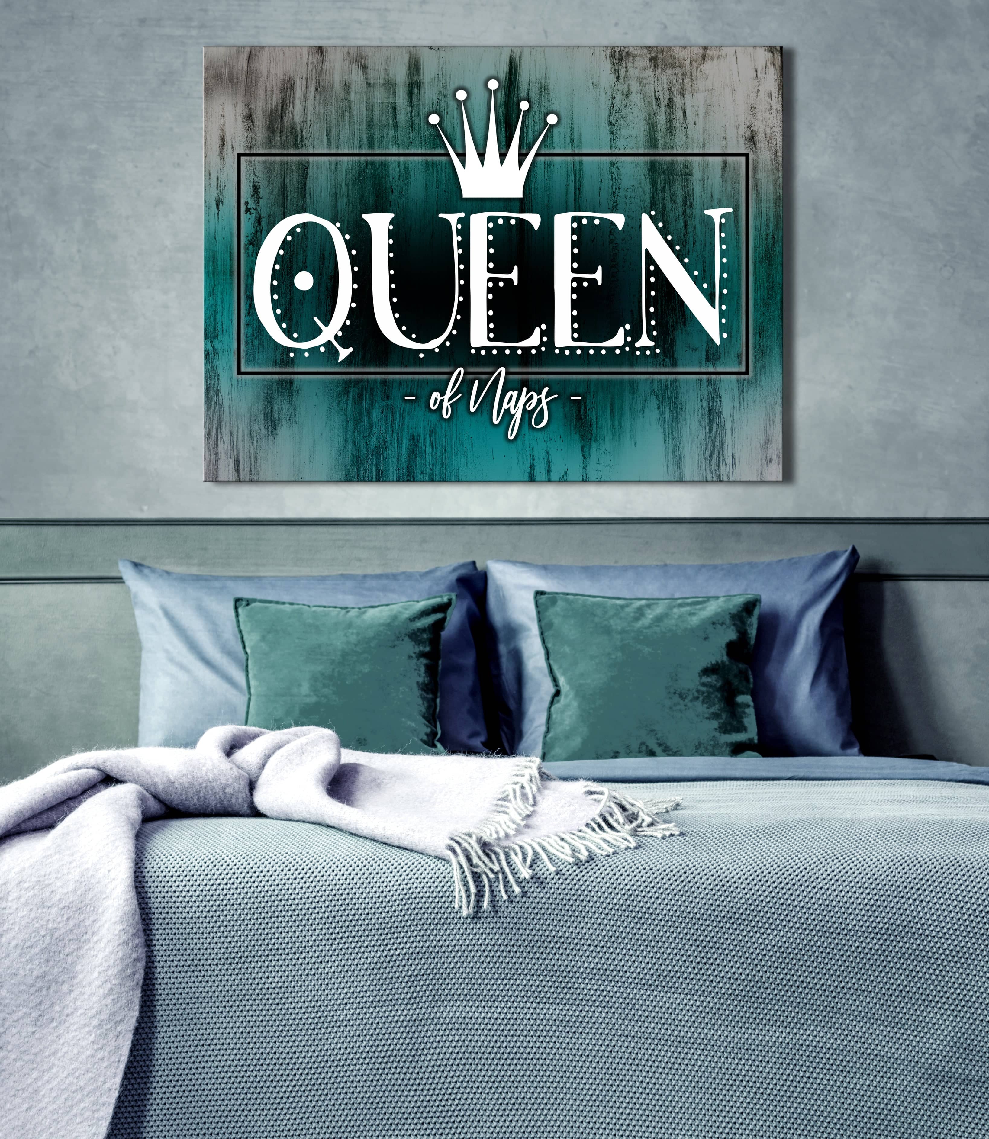 Hot Deal! Queen Of Naps Bedroom Wall Art with Wood Frame, Ready to Hang