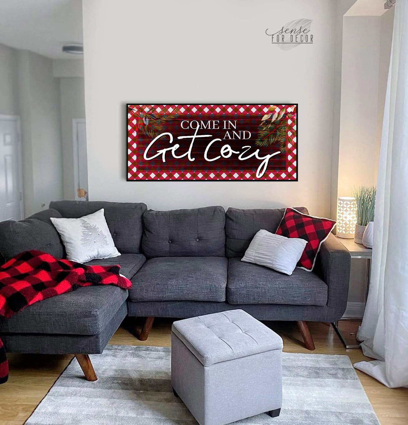 Holiday Wall Decor: Cozy 'Come In' Artwork with Wood Frame, Ready to Hang - Buy 2 Get 20% Off