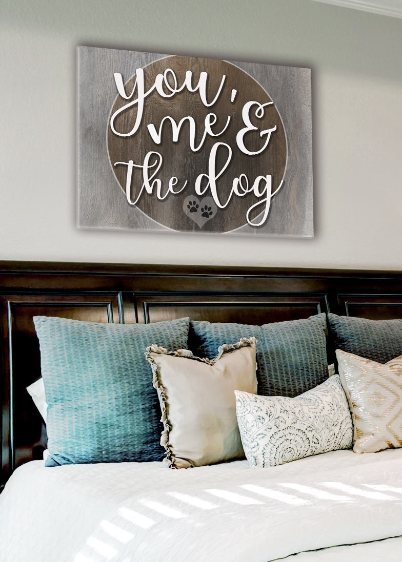 Hot! You, Me and the Dog V3 Pet Wall Art with Wood Frame, Ready to Hang