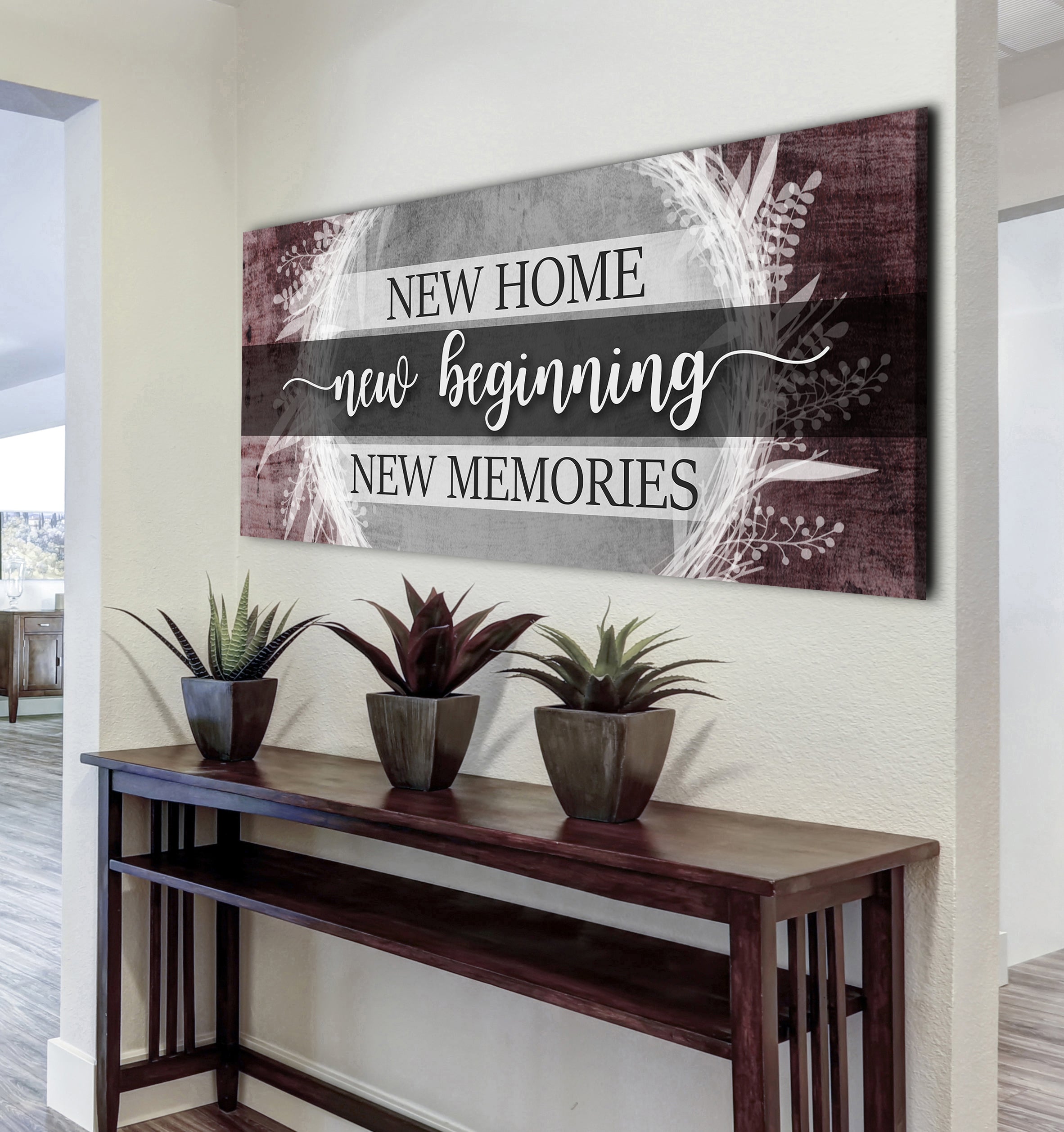 New Home, New Beginning V13 Wood Frame Wall Art, Ready To Hang