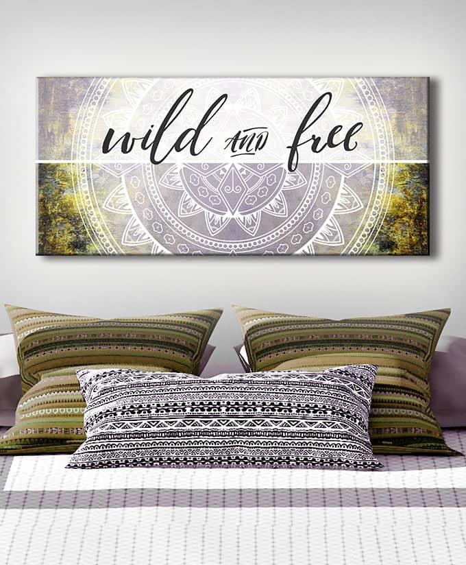 Hot Deal! High - quality Bedroom Wall Art - Wild & Free V4 with Wood Frame, Ready to Hang