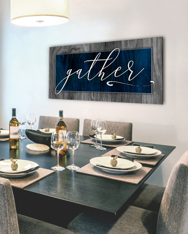 High - Quality Kitchen Wall Art: Gather V2 with Wood Frame for Easy Hanging
