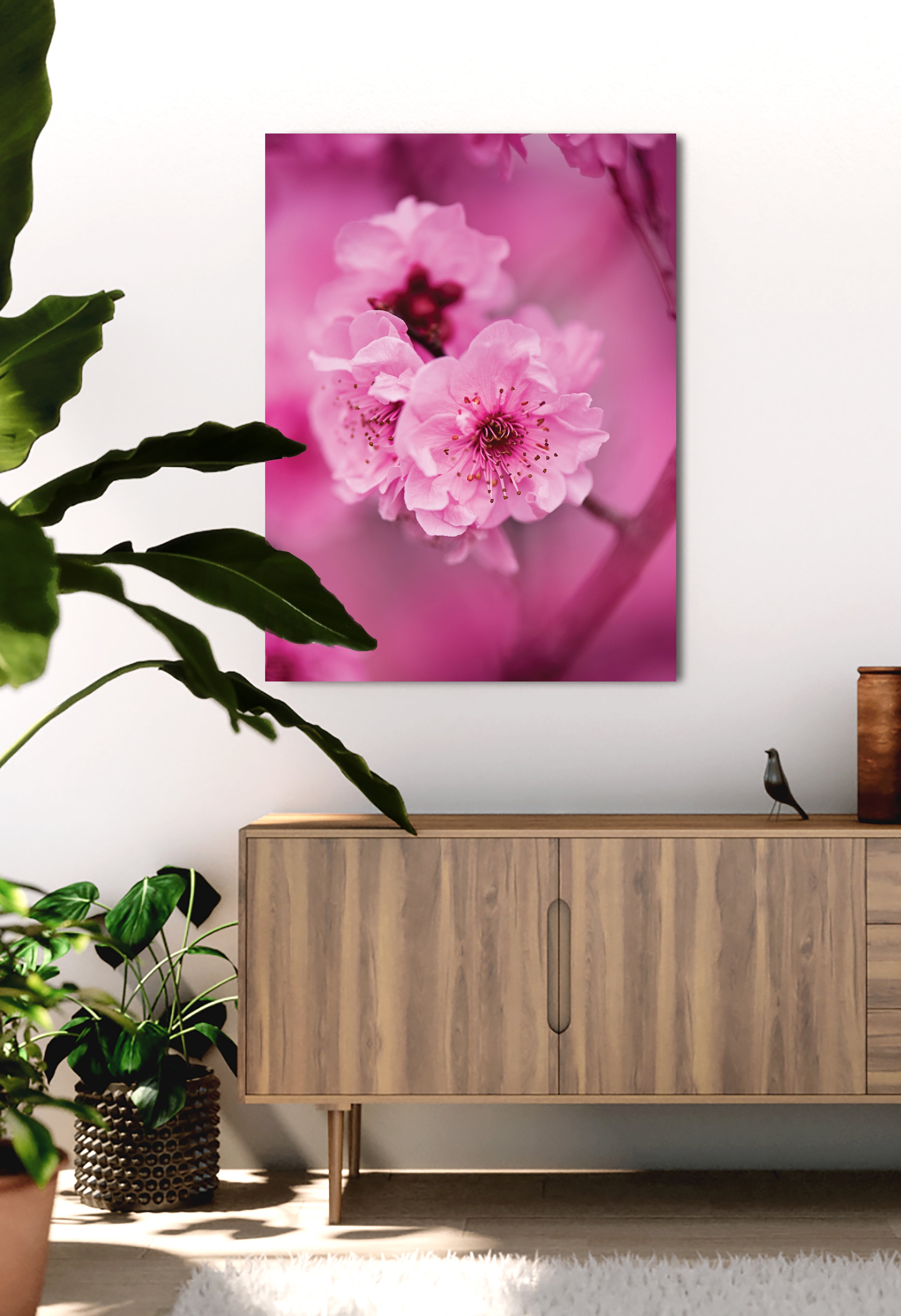 High - Quality Wood - Framed Cherry Blossom Flower Wall Art Ready to Hang