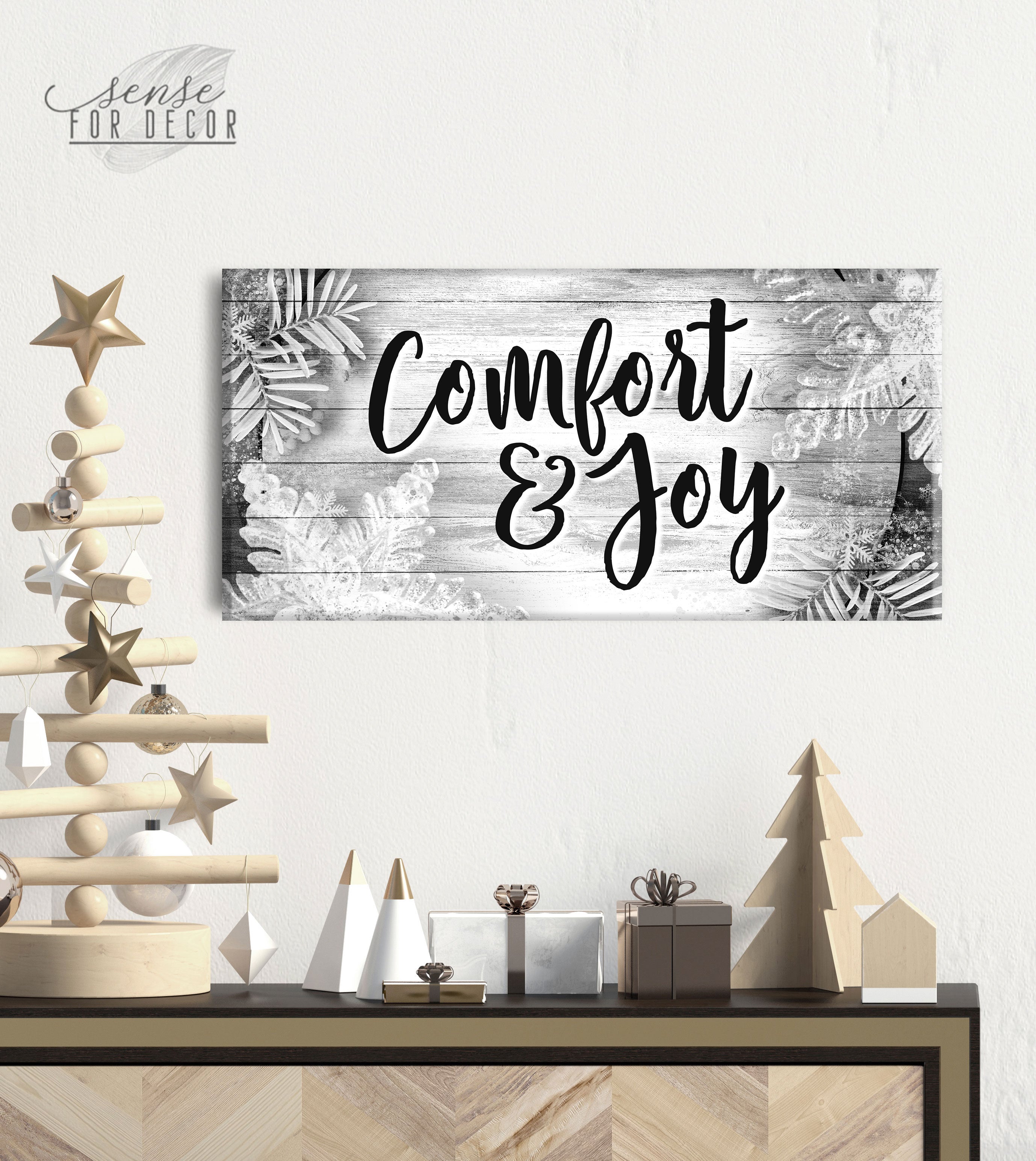 Holiday Wall Art: Comfort & Joy - Wood Frame, Ready To Hang! Buy 2, Save 20%
