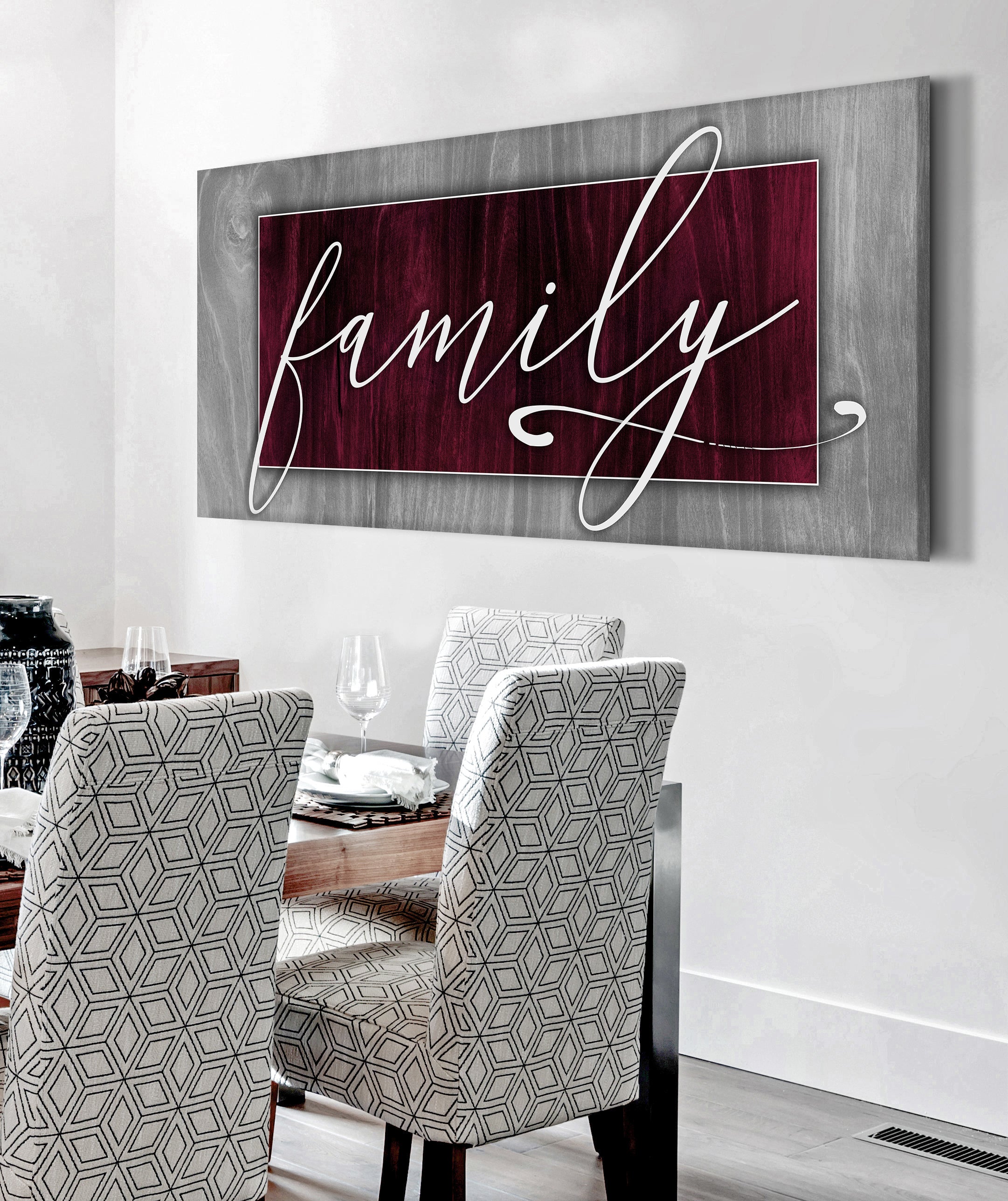 High - Quality Family Word Sign V3 with Wood Frame, Ready to Hang