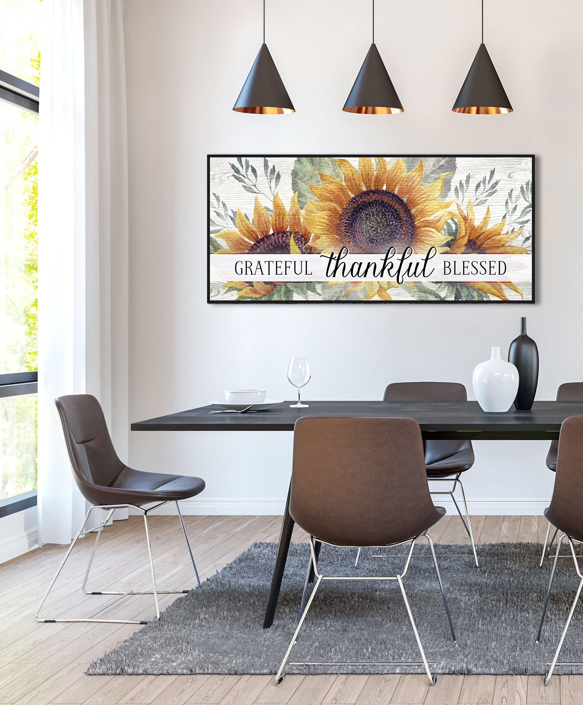 Hot Sale! Christian Wall Art - Grateful Thankful Blessed V13 with Wood Frame, Ready to Hang