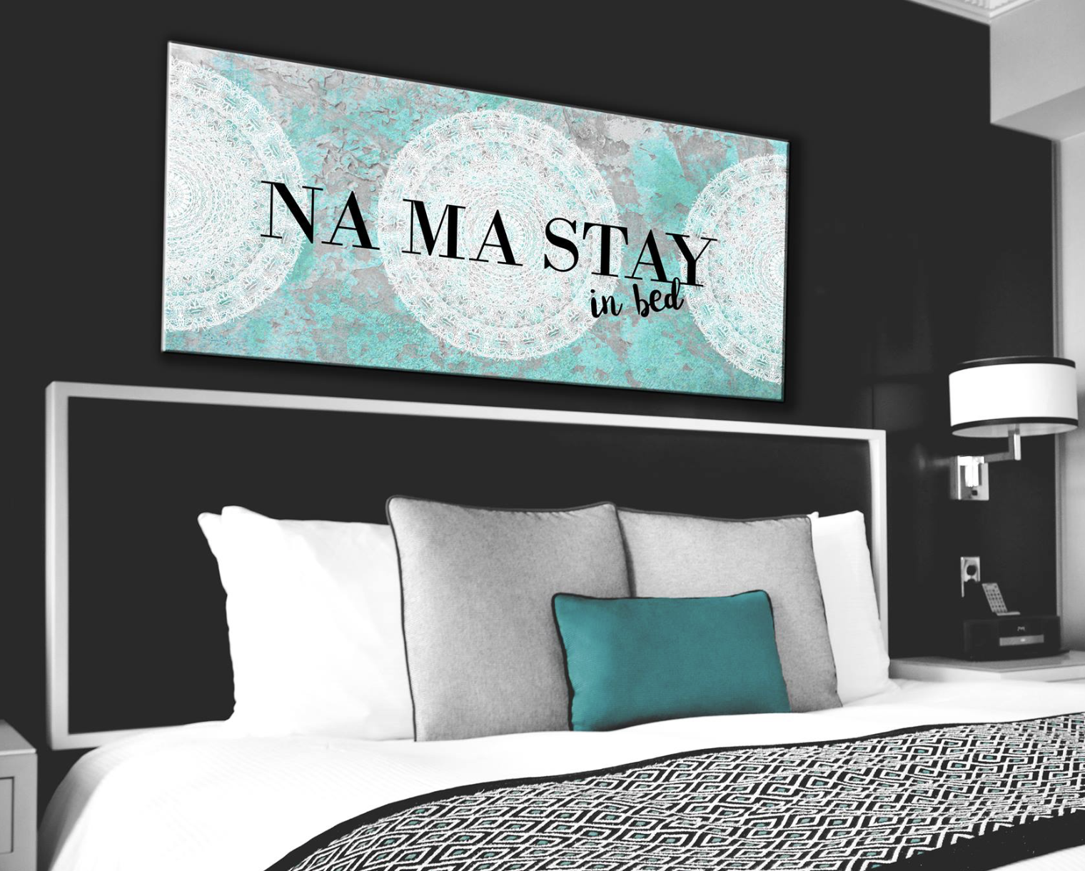 High - Quality Bedroom Wall Art: Ready - to - Hang Namaste In Bed with Wood Frame