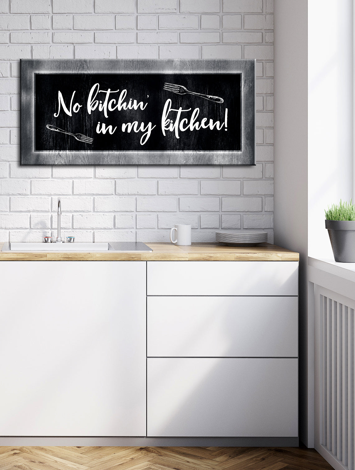 Hot Deal! Ready - To - Hang 'No Bitching In My Kitchen' Wood - Framed Kitchen Wall Art